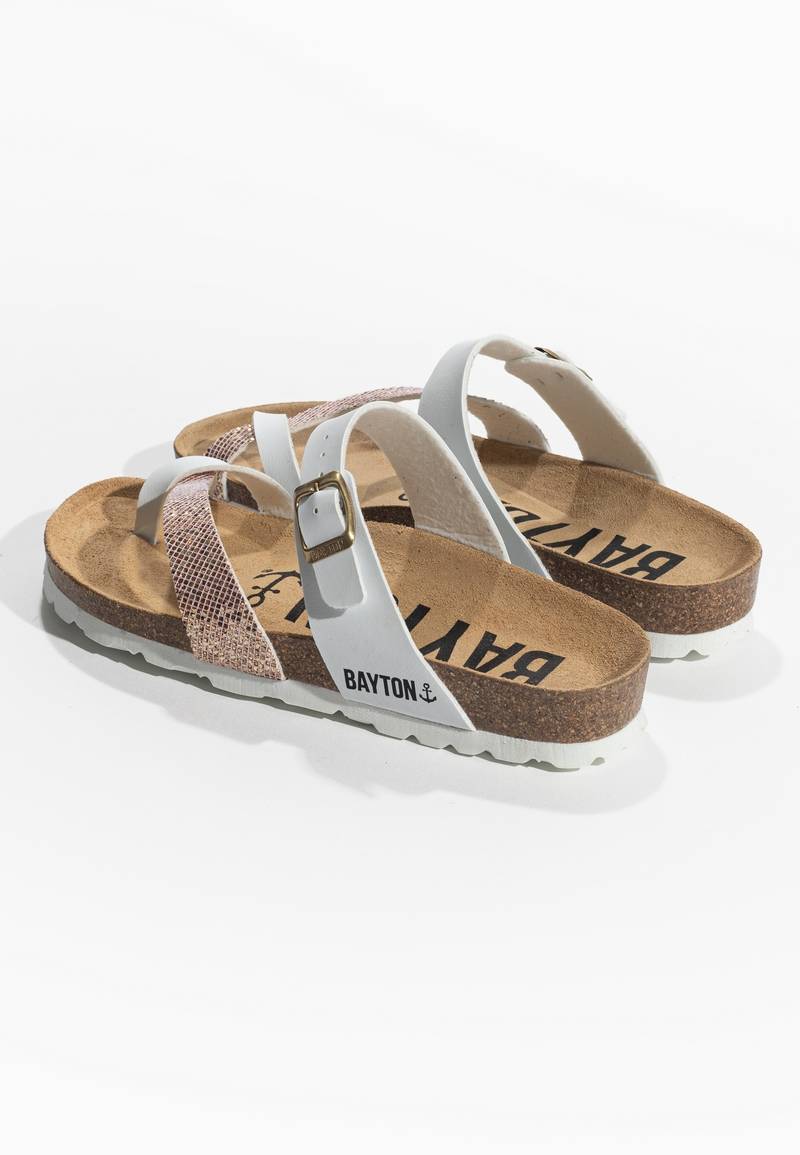 Sandales Diane Blanc et Rose gold pailletées à Entre-Doigts