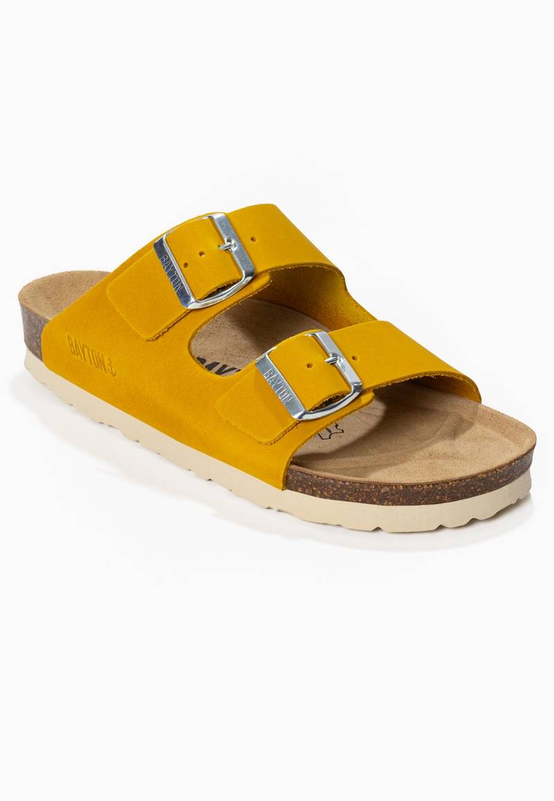 Sandales-2-Brides-Atlas-Jaune-100%-Cuir-Bayton-femme