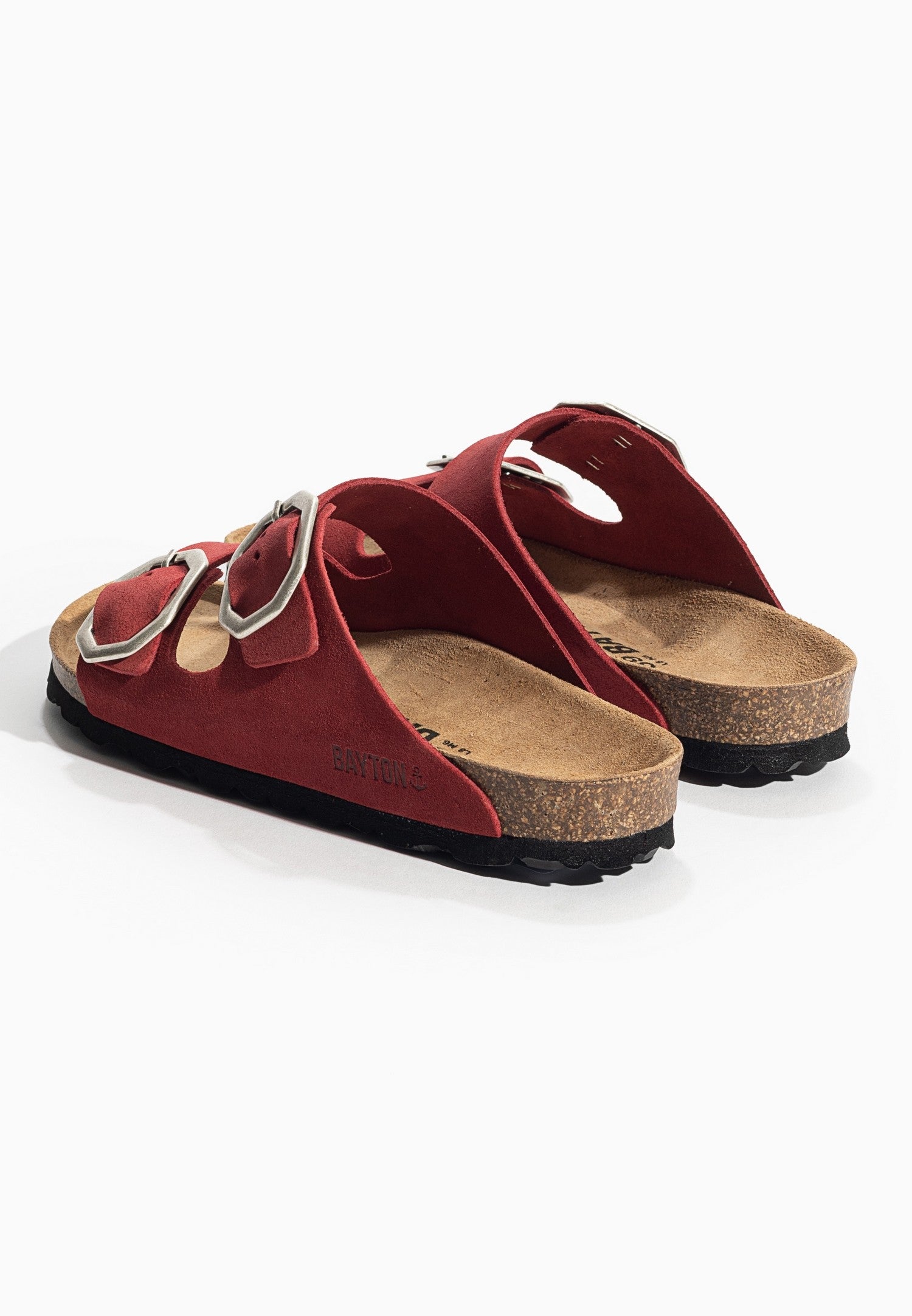 Sandales-2-Brides-Atlas-Rouge-en-Cuir-Suédé-Bayton-femme