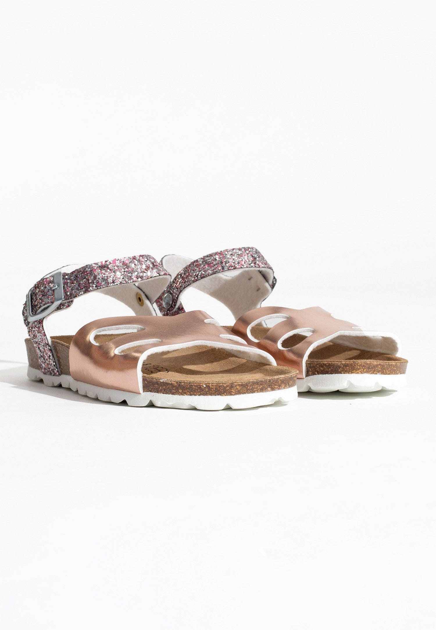 Sandales Multi-Brides Butterfly Rose gold et paillettes