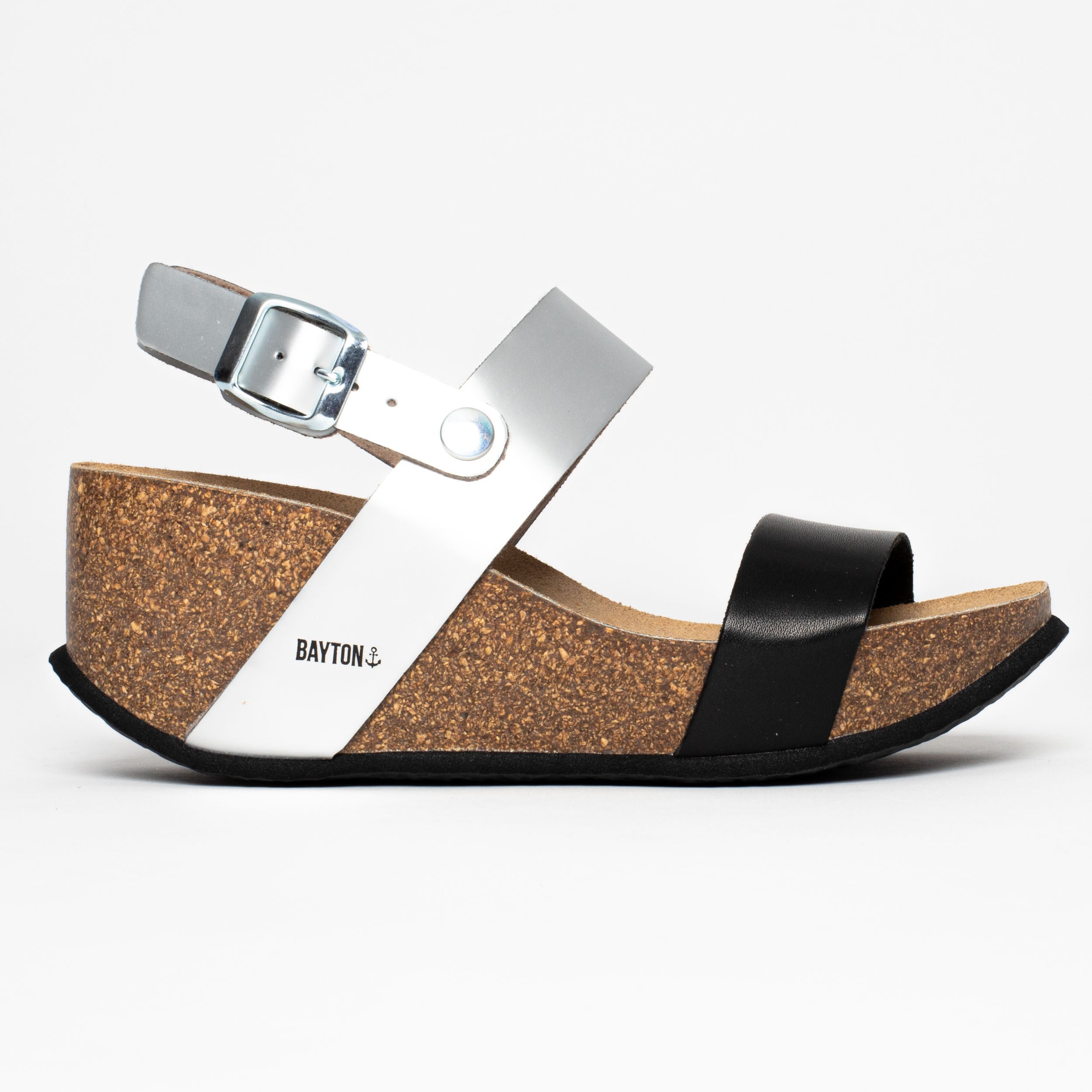 Sandales Selene Noir Et Argentées Compensées et Semi-compensées