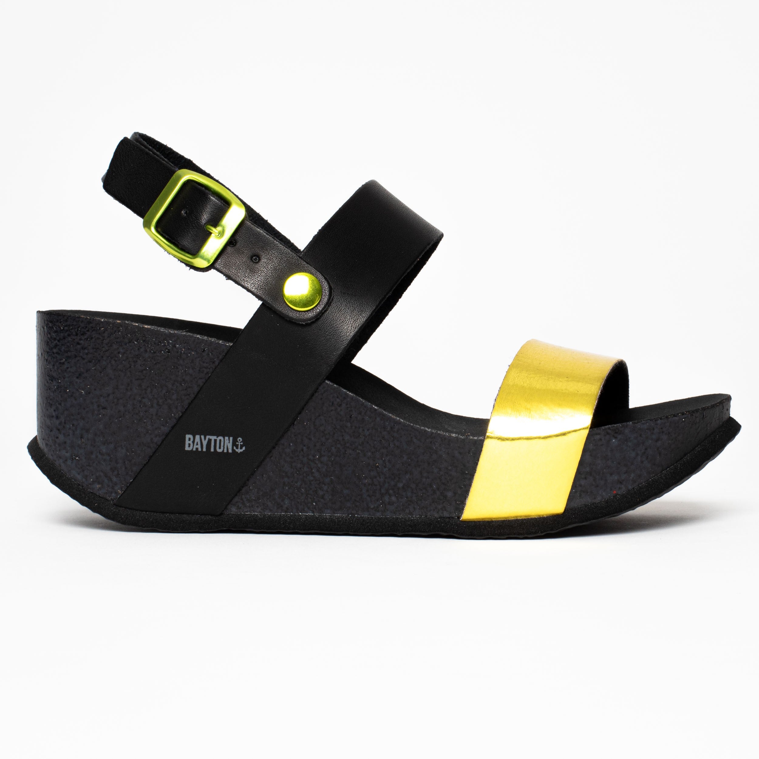 Sandalias Selene de cuña y semicuña amarillas y negras