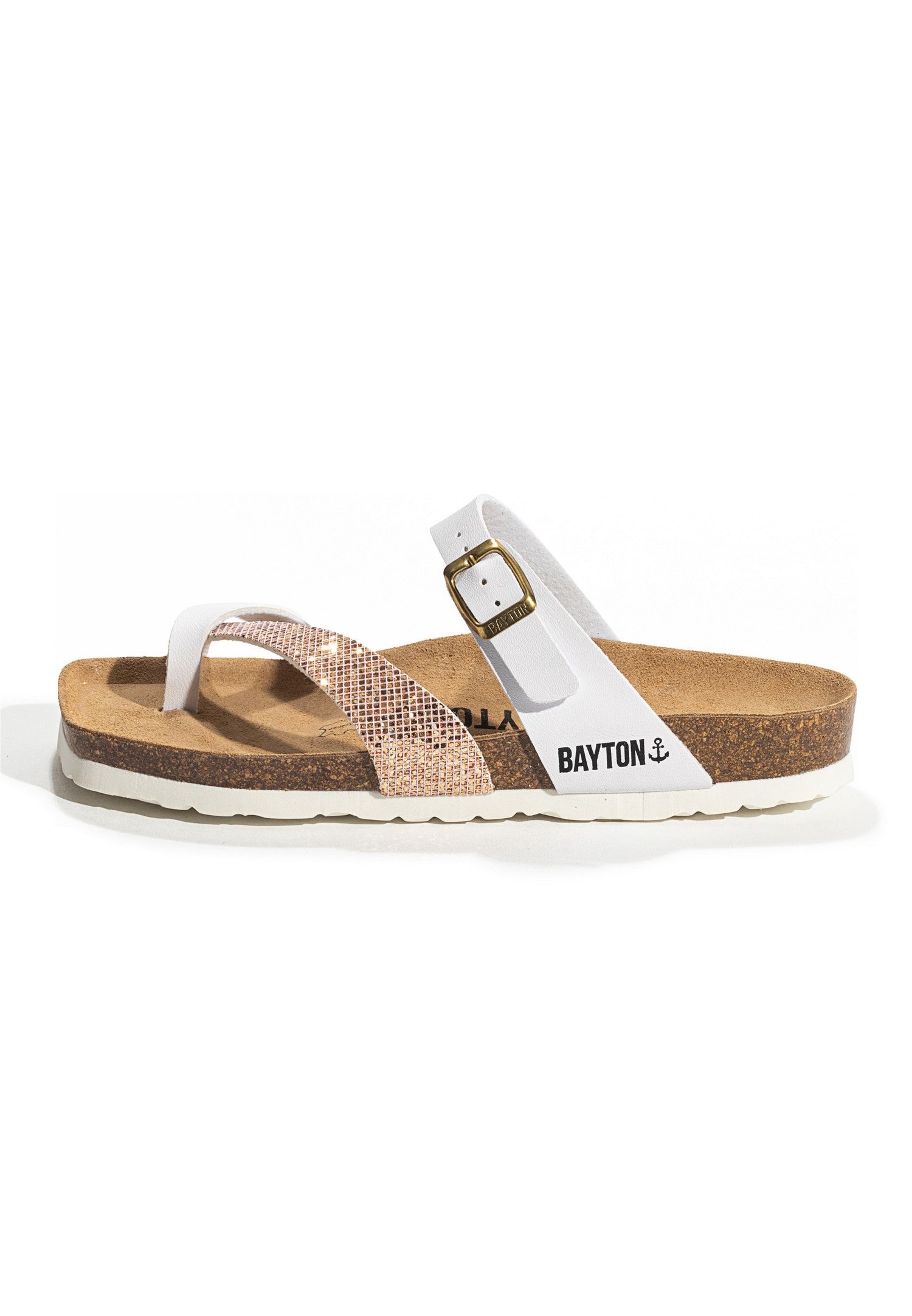 Diane White and Rose Gold Glittery Toe Post Sandals
