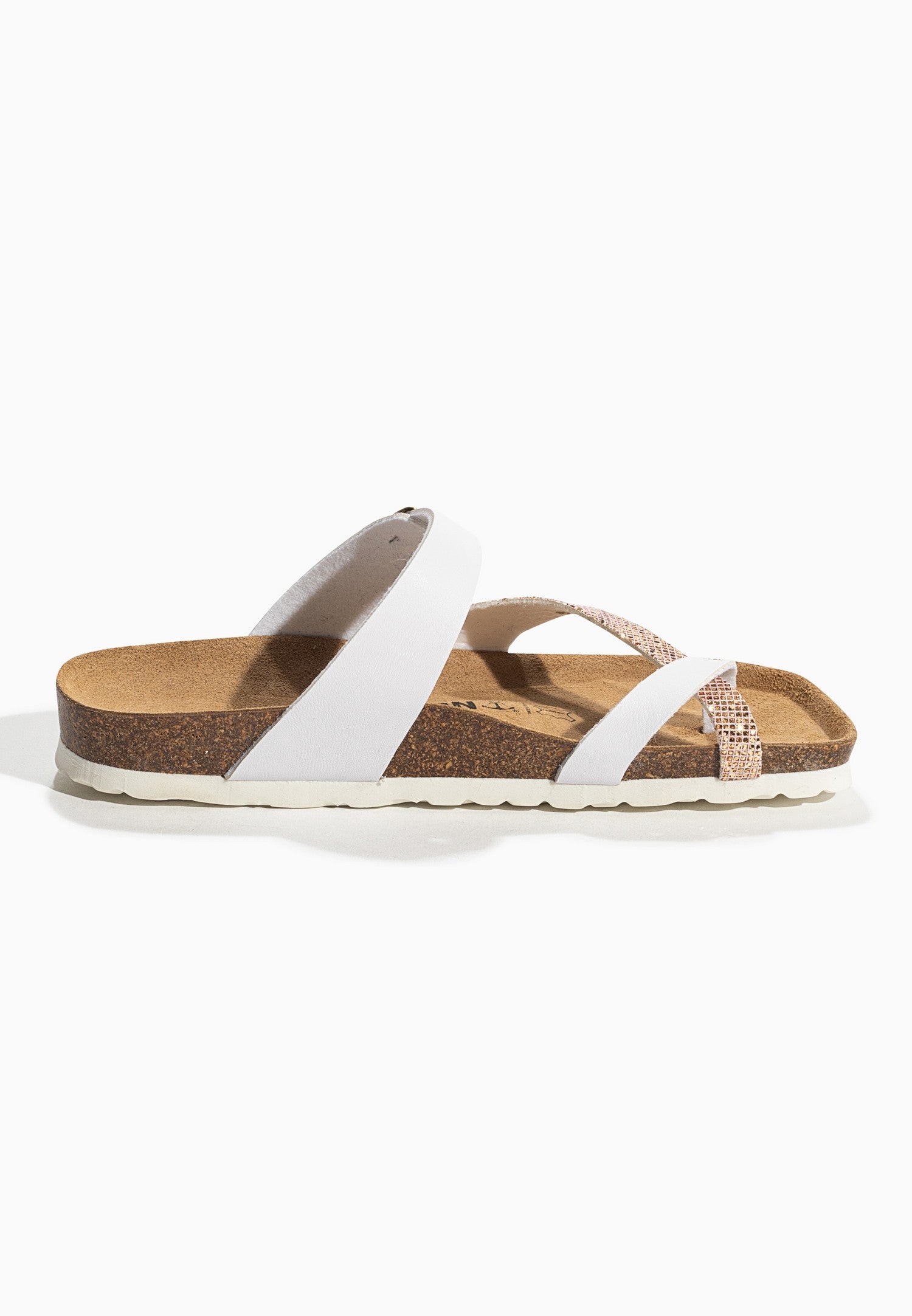 Diane White and Rose Gold Glittery Toe Post Sandals