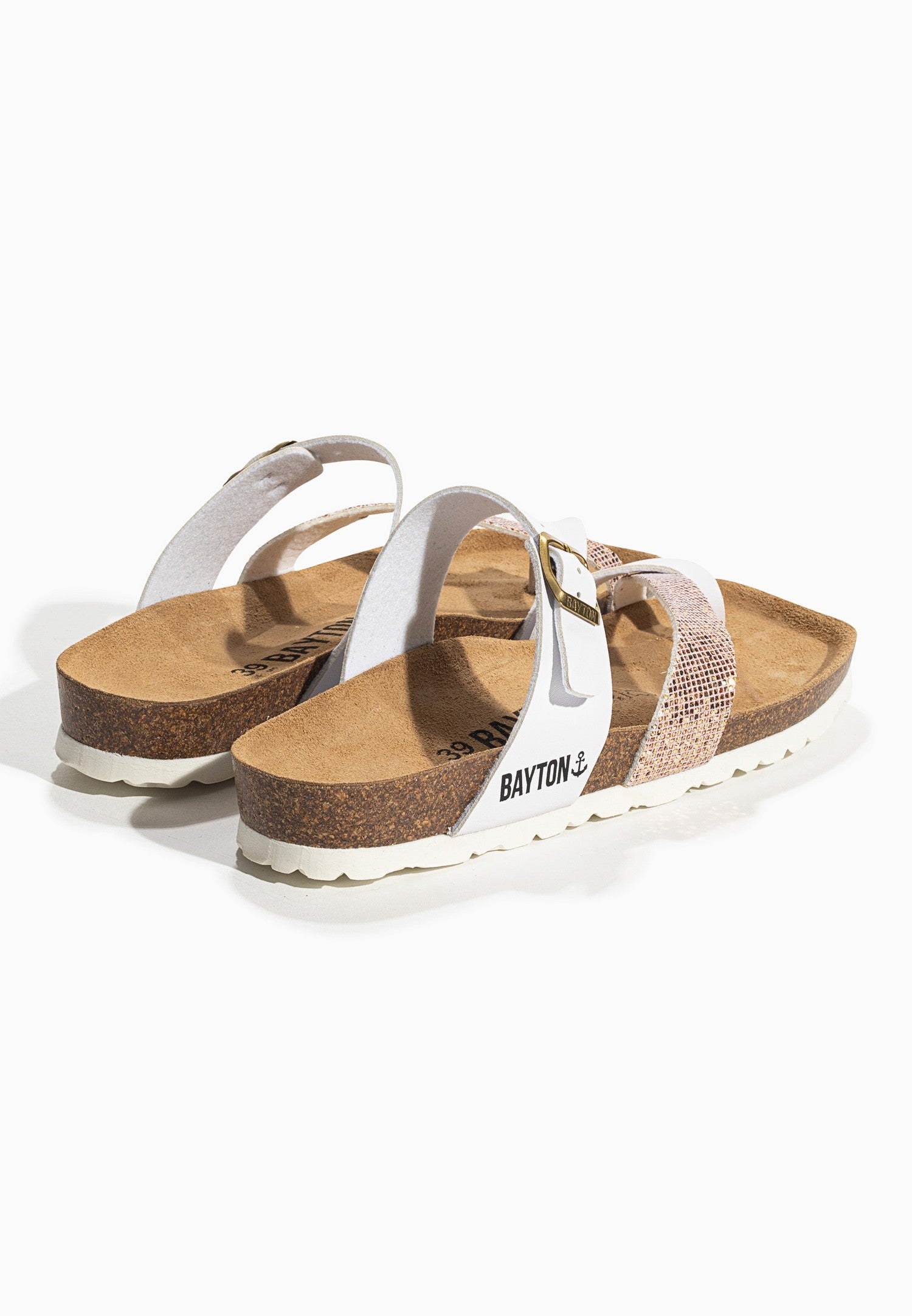Diane White and Rose Gold Glittery Toe Post Sandals