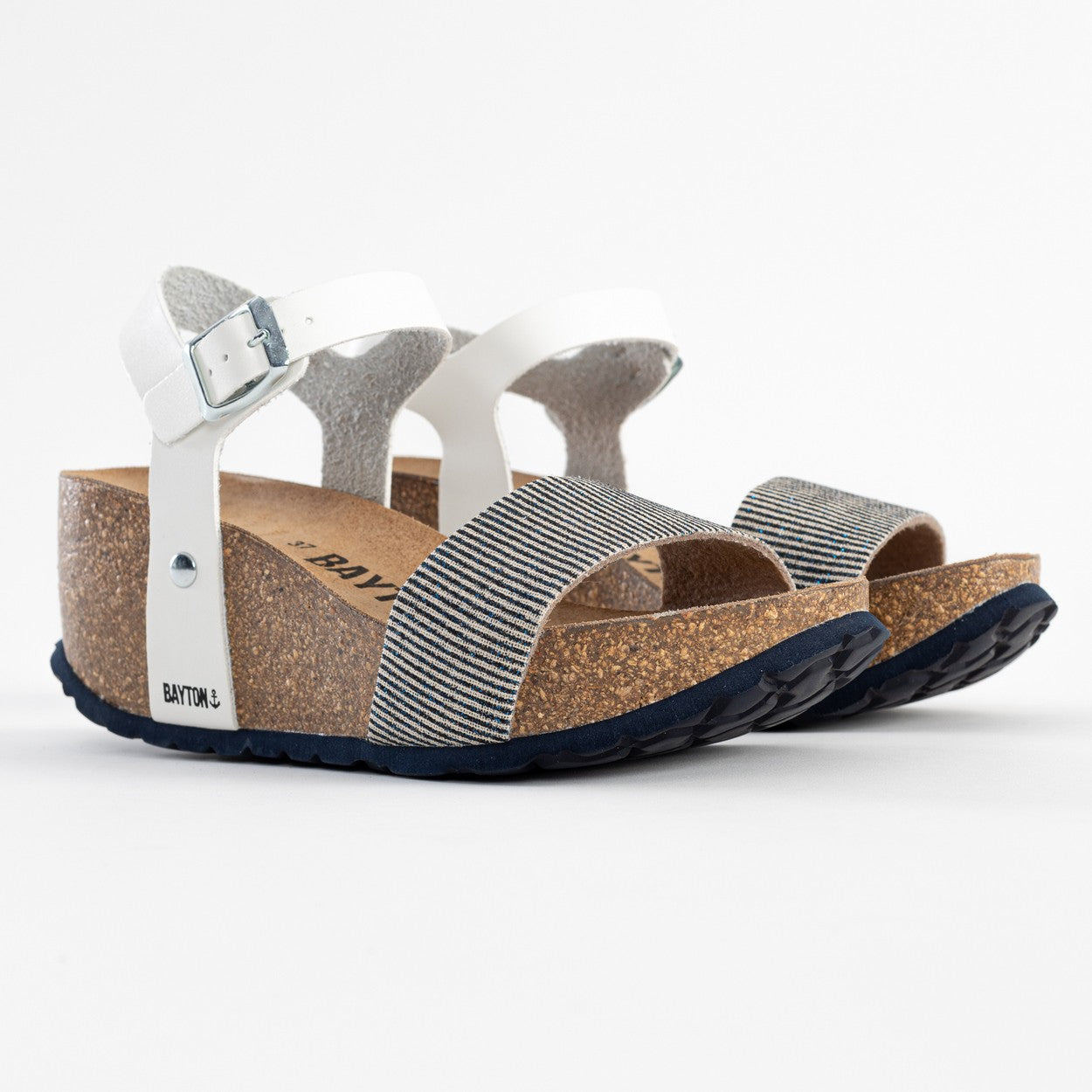 Sandales Julie Blanc Et Anthracite Compensées et Semi-compensées