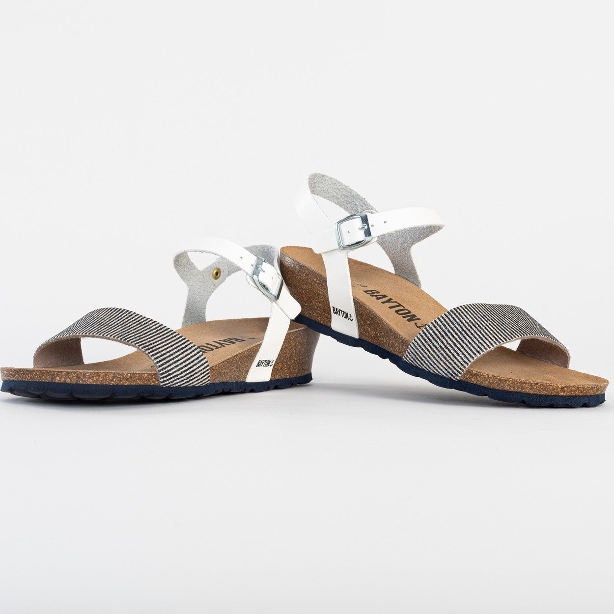 Sandales Leganes Blanc Et Bleu Marine Compensées et Semi-compensées
