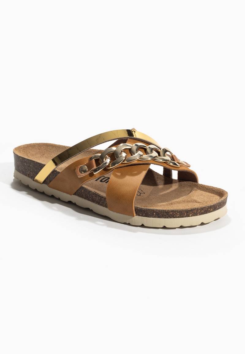 Sandales-Magritte-Camel-et-Doré-Multi-Brides-Bayton-femme