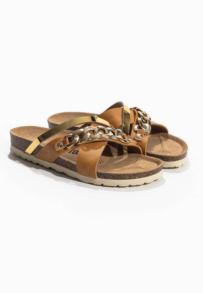 Sandales-Magritte-Camel-et-Doré-Multi-Brides-Bayton-femme