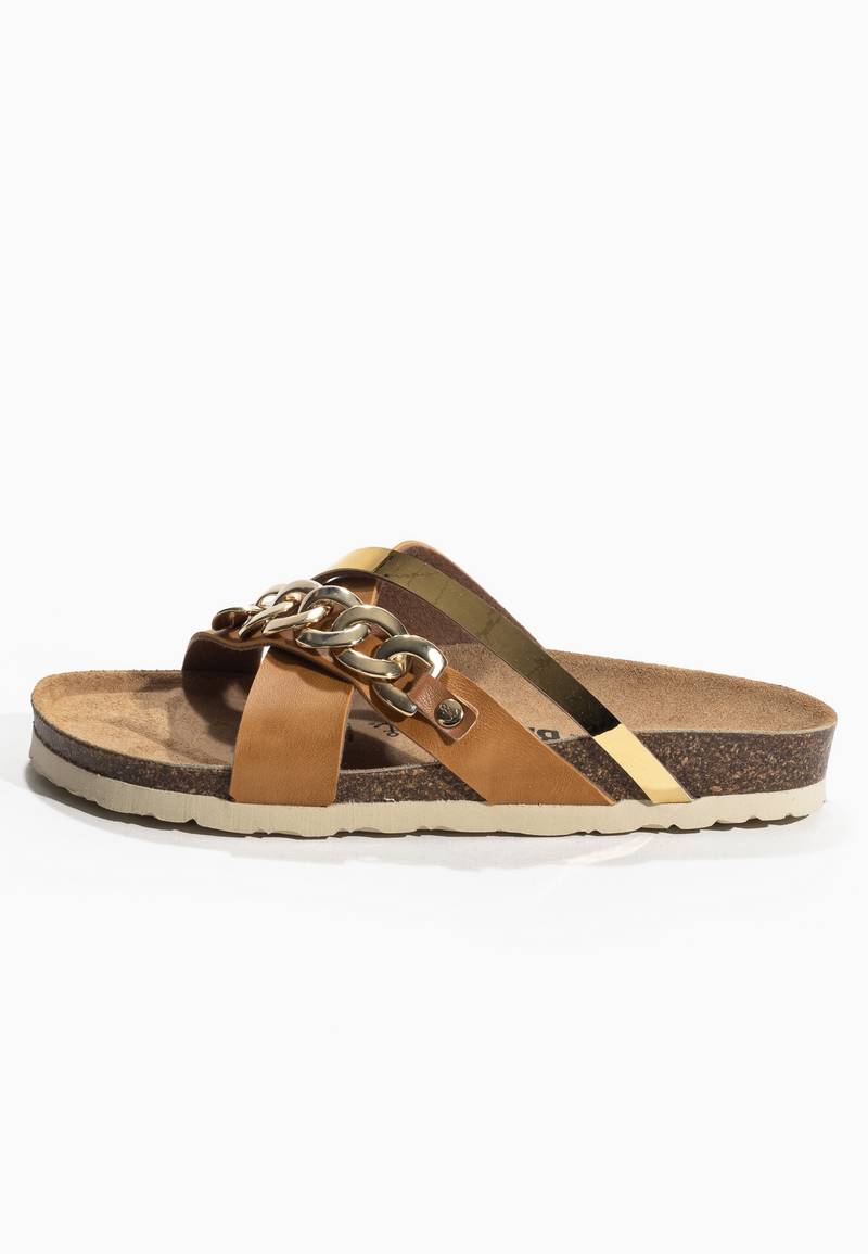 Sandales-Magritte-Camel-et-Doré-Multi-Brides-Bayton-femme