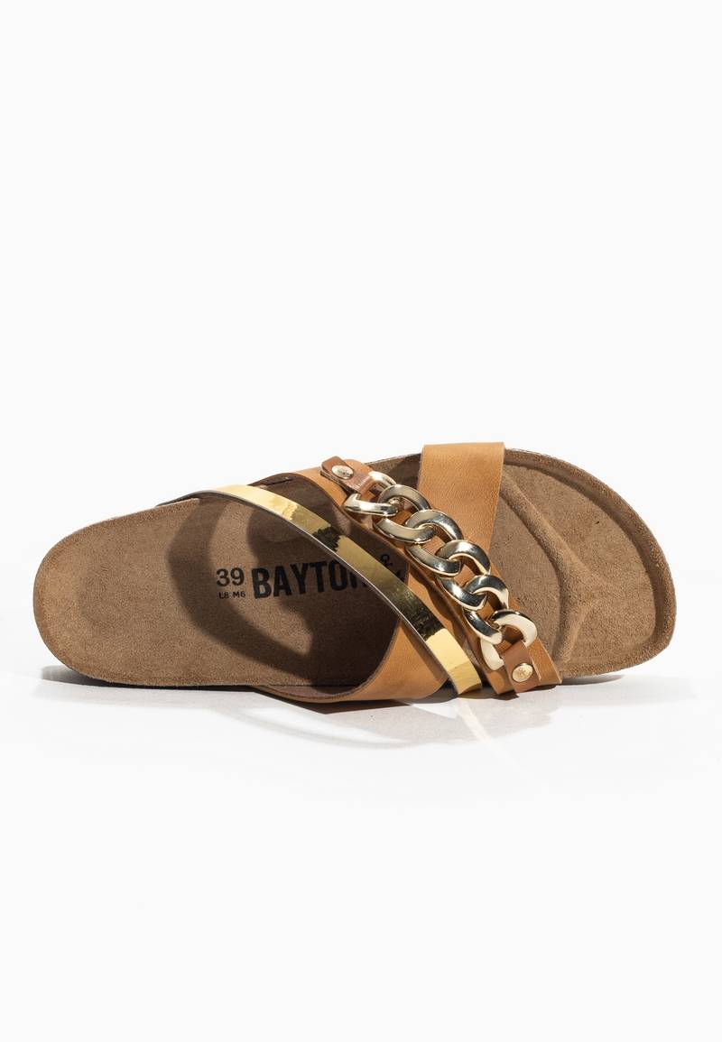 Sandales-Magritte-Camel-et-Doré-Multi-Brides-Bayton-femme