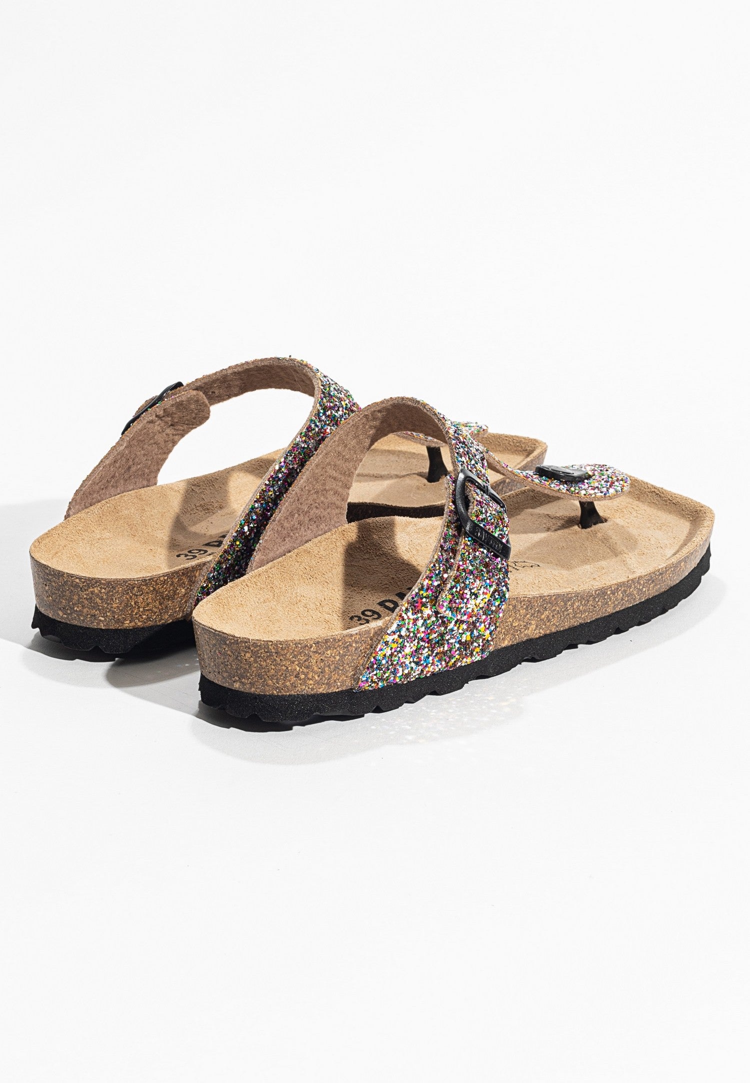 Multi-Colored Glitter Mercury Sandals with Toe Post