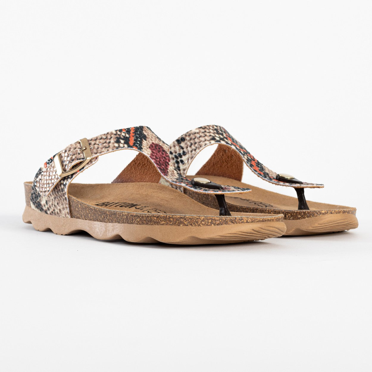Sandales Mercure Beige Python à Entre-Doigts