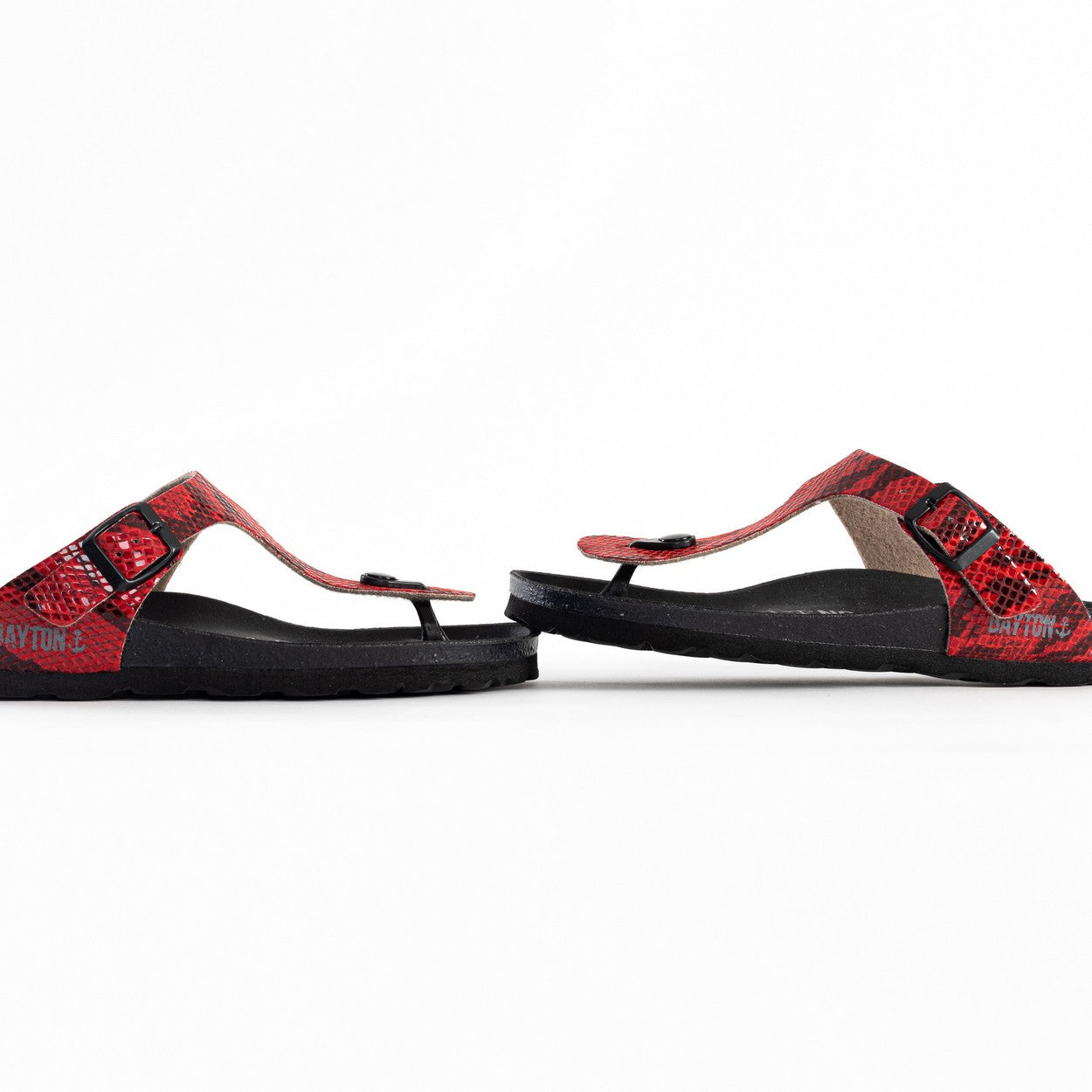 Red Python Mercure Toe-Thong Sandals