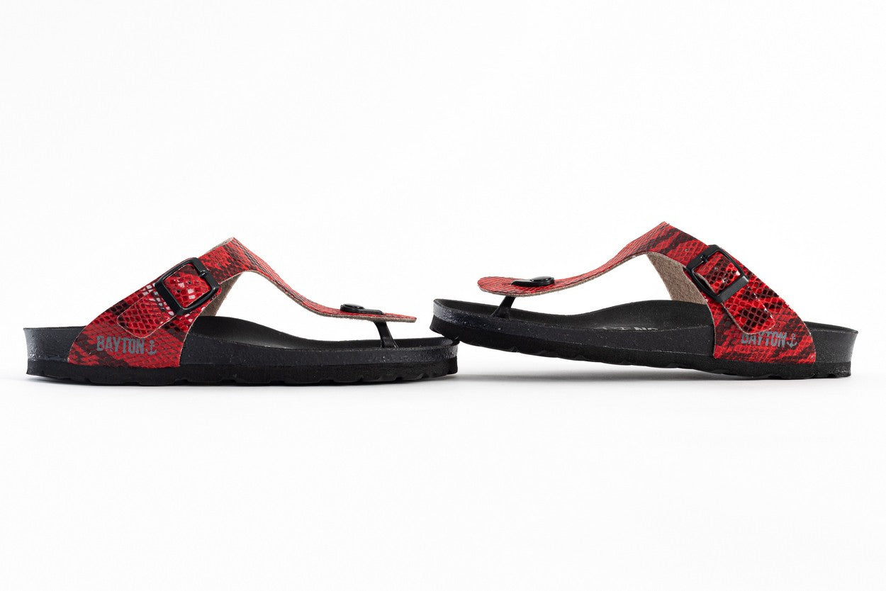 Red Python Mercure Toe-Thong Sandals