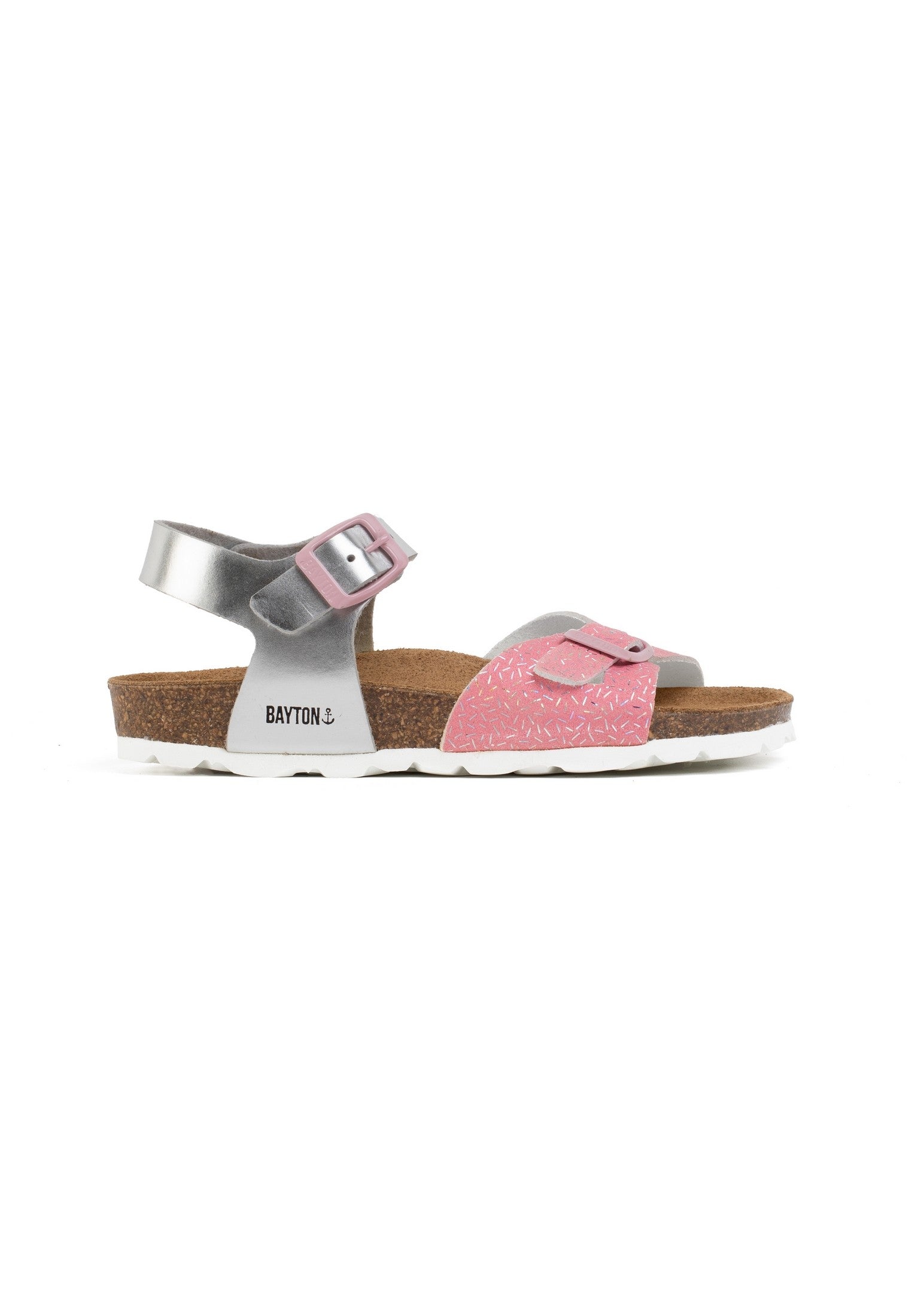 Sandalias Pegase Multitiras Rosa Y Plata