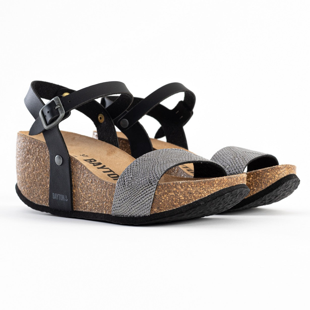 Sandales Toledo Anthracite Et Noir Compensées et Semi-compensées