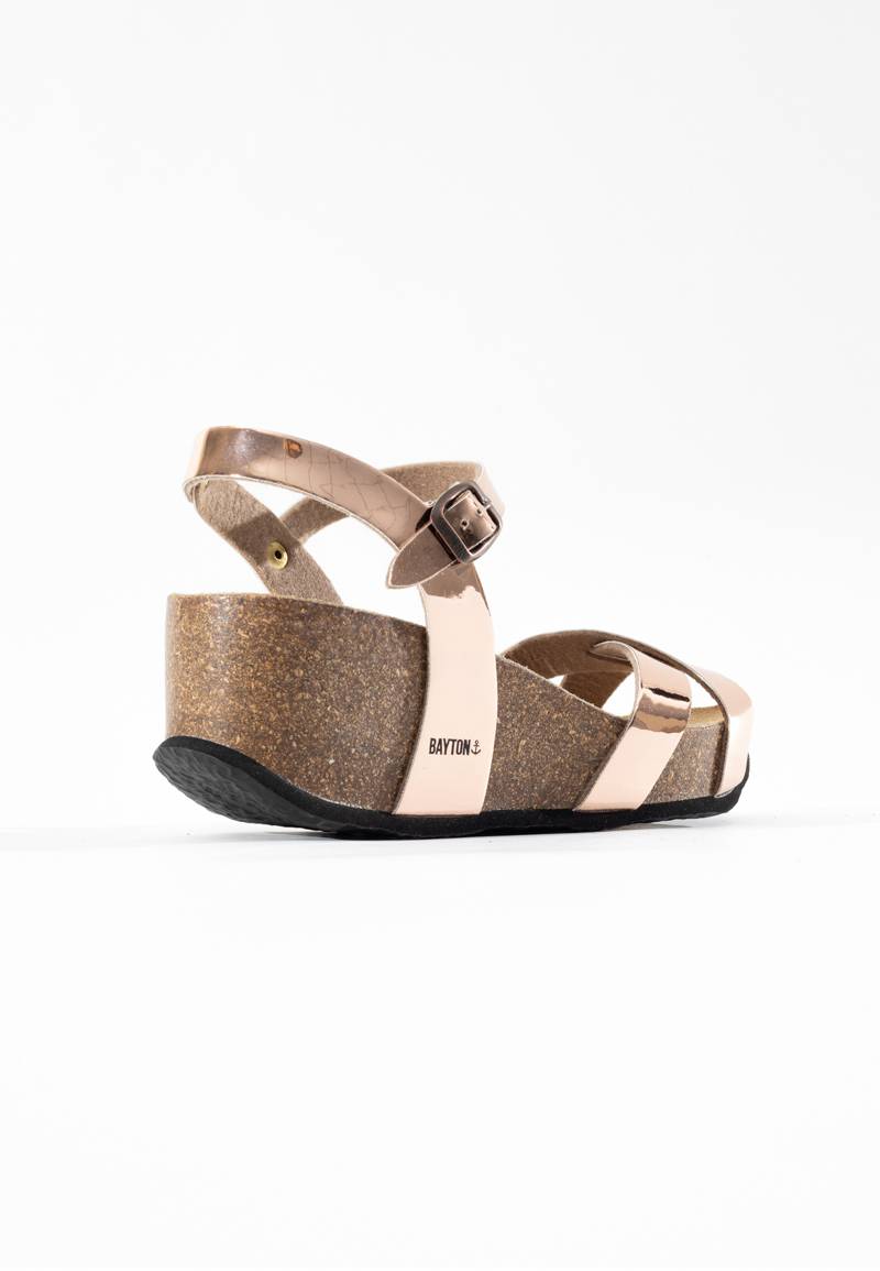 Sandales Venus Rose Dorées Compensées et Semi-compensées