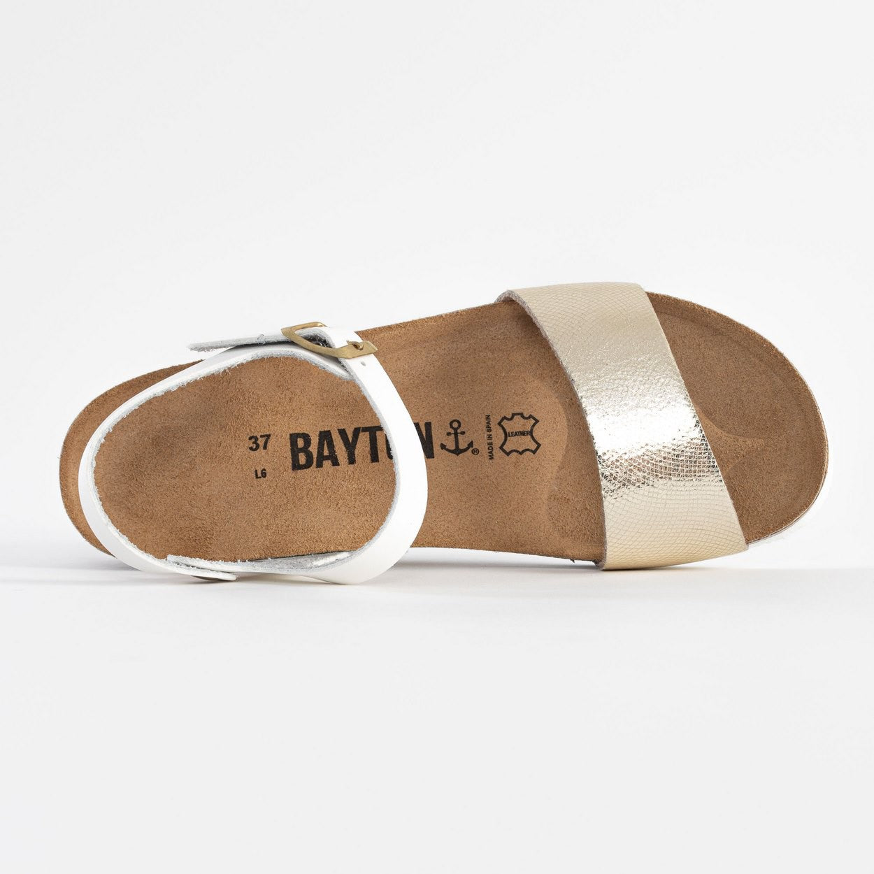 Sandales Wodonga Blanc Et Dorées Compensées et Semi-compensées