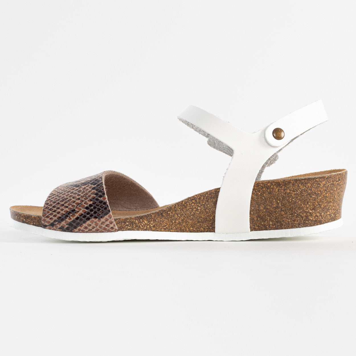 Sandales Wodonga Python Beige et Blanc Compensées et Semi-compensées