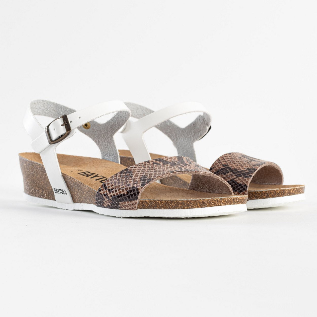 Sandales Wodonga Python Beige et Blanc Compensées et Semi-compensées