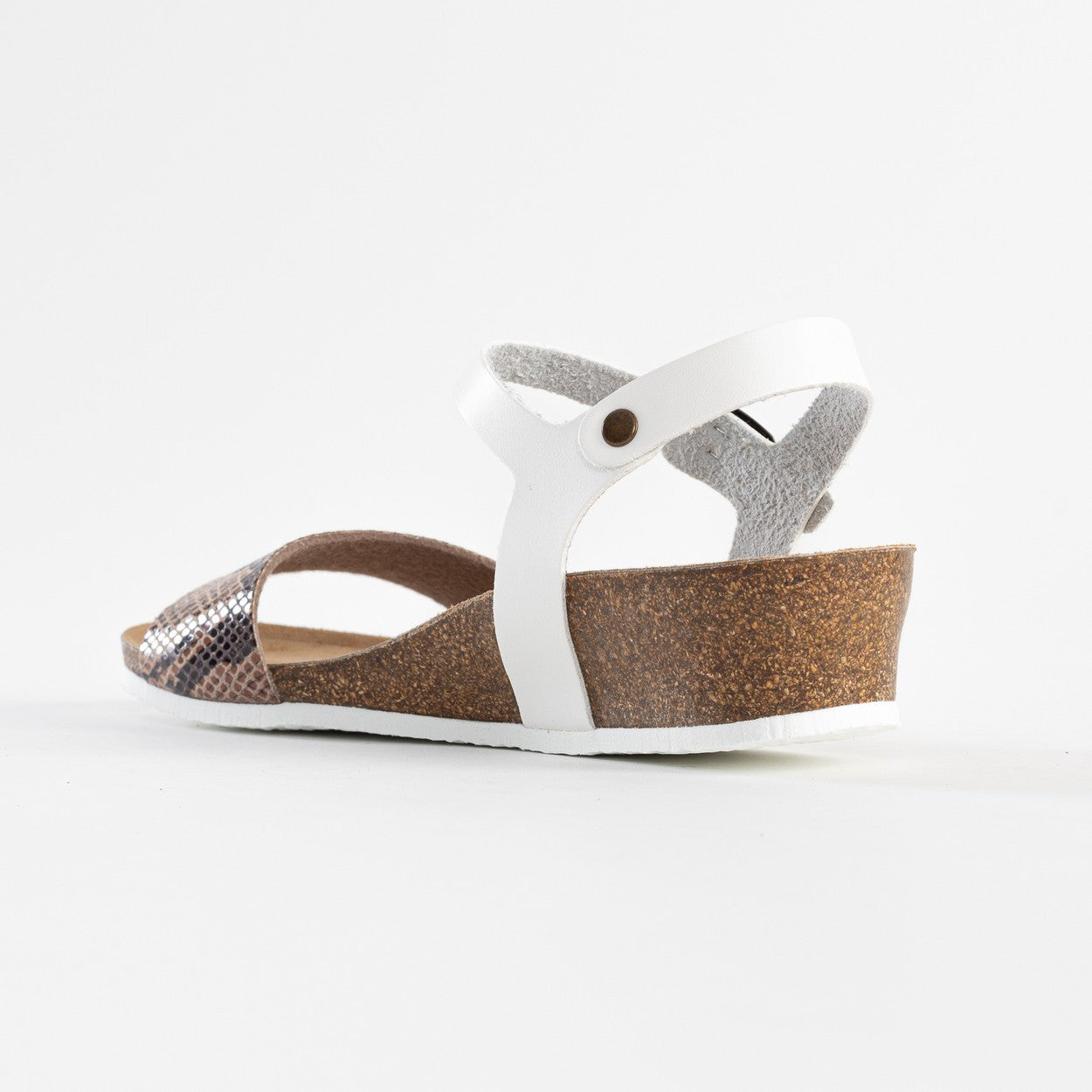 Sandales Wodonga Python Beige et Blanc Compensées et Semi-compensées