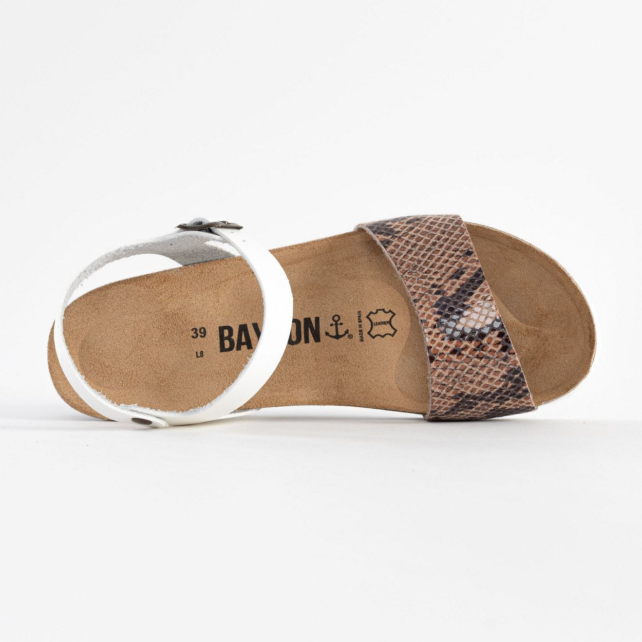 Sandales Wodonga Python Beige et Blanc Compensées et Semi-compensées