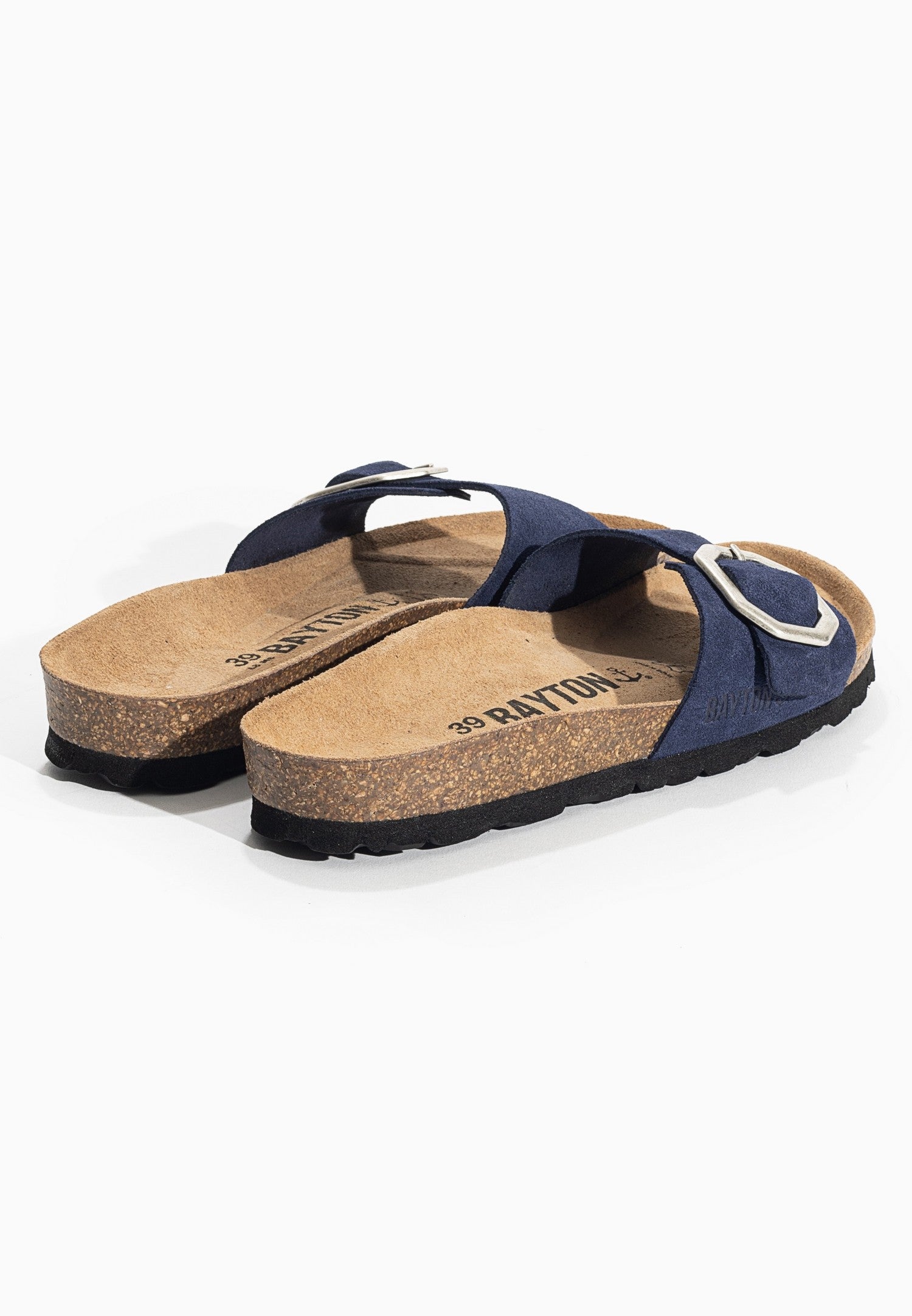 Zephyr Navy Blue Suede Leather 1 Strap Sandals