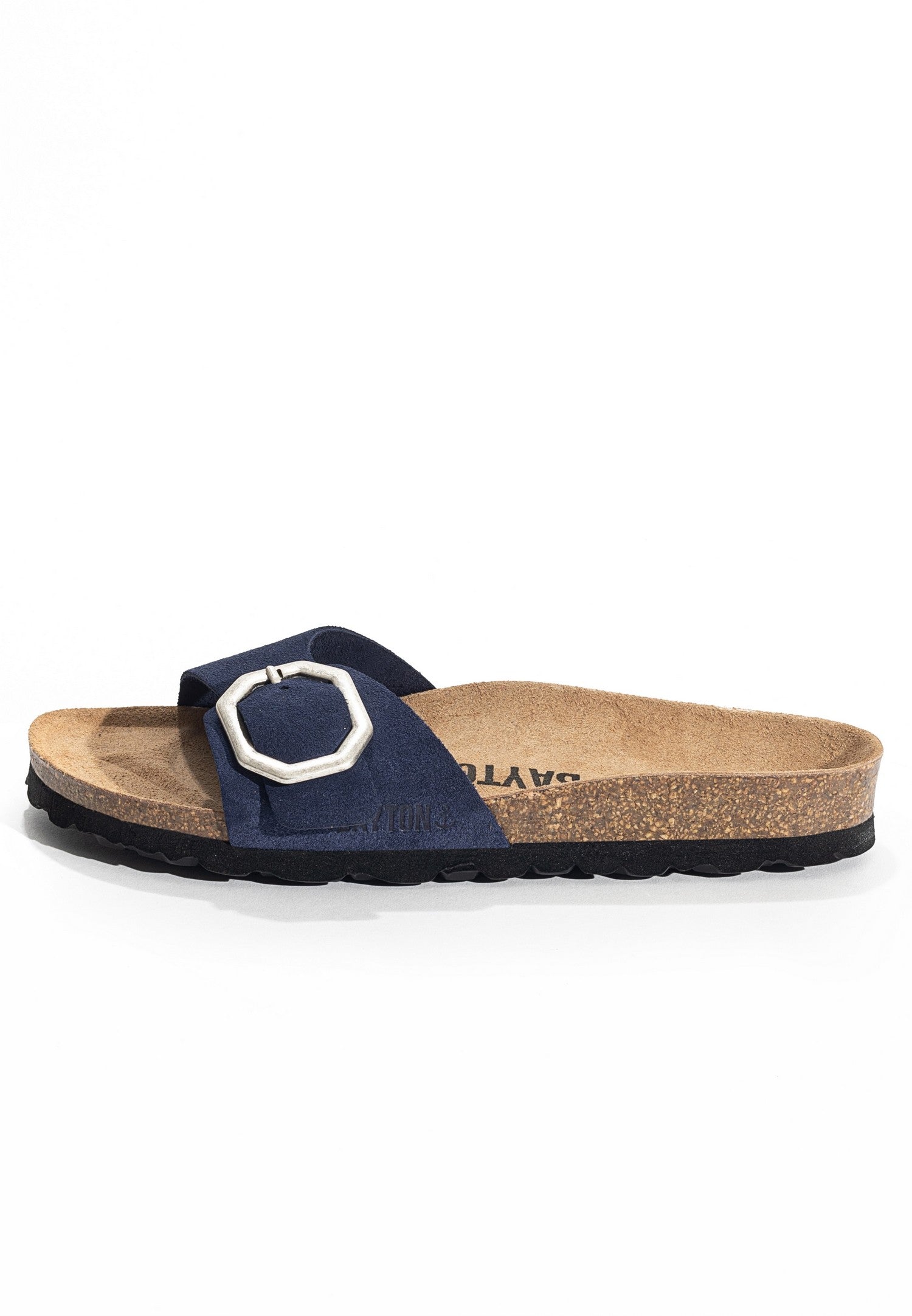 Zephyr Navy Blue Suede Leather 1 Strap Sandals