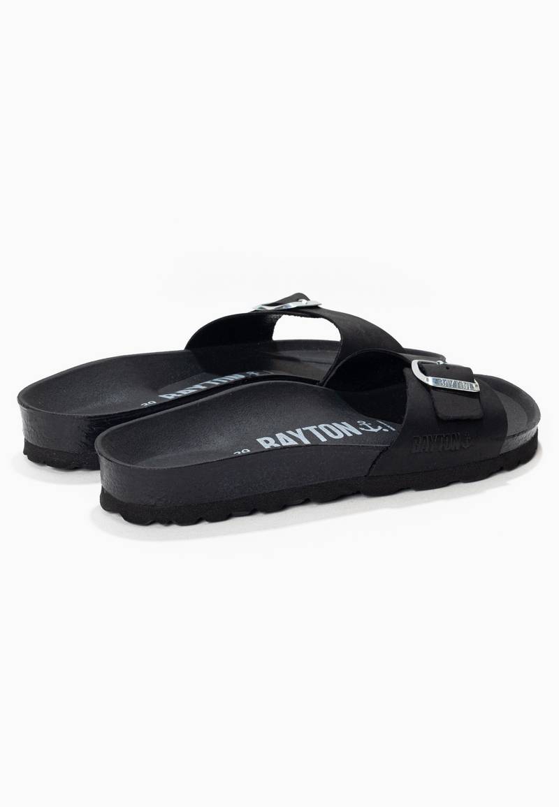 Zephyr Black 100% Leather 1 Strap Sandals
