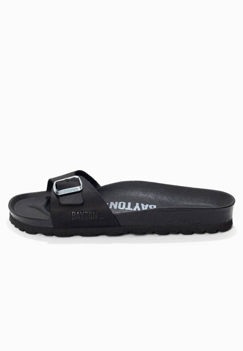 Zephyr Black 100% Leather 1 Strap Sandals