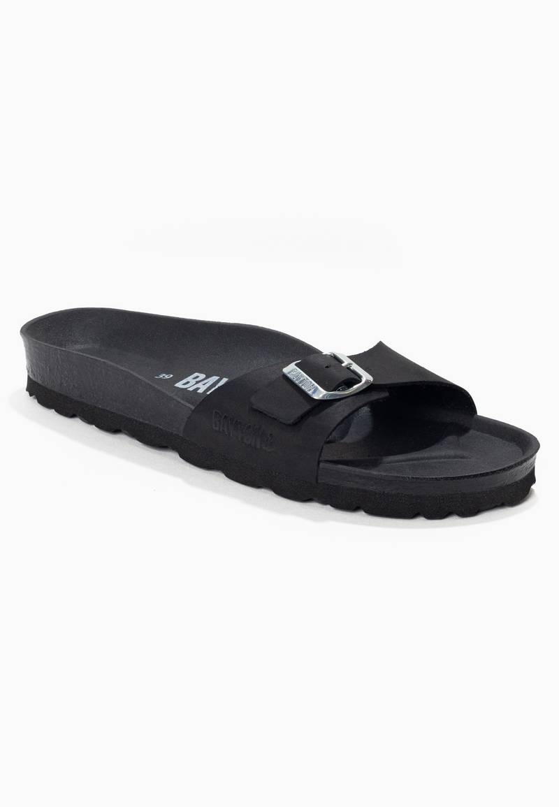 Zephyr Black 100% Leather 1 Strap Sandals