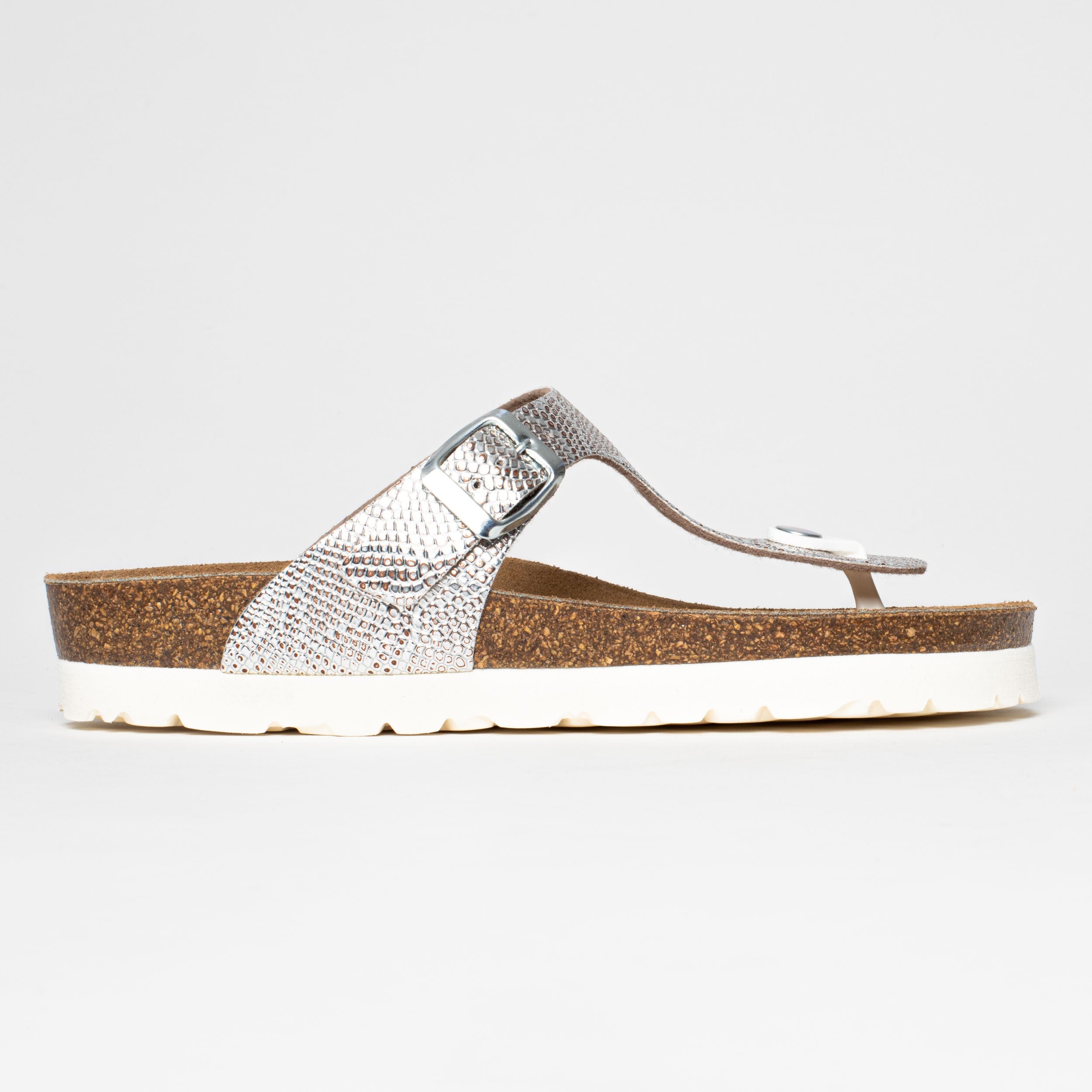 Sandales Cairns Argentées à Entre-Doigts