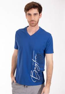 Tee-Shirt col V Tribord 4 Bleu
