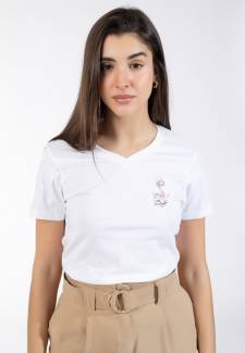 Tee-Shirt col V Triborda 1  Blanc