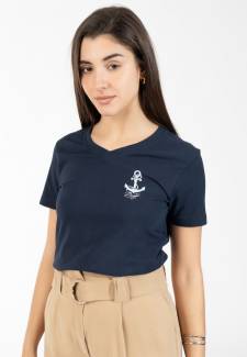 Tee-Shirt col V Triborda 1  Bleu Marine