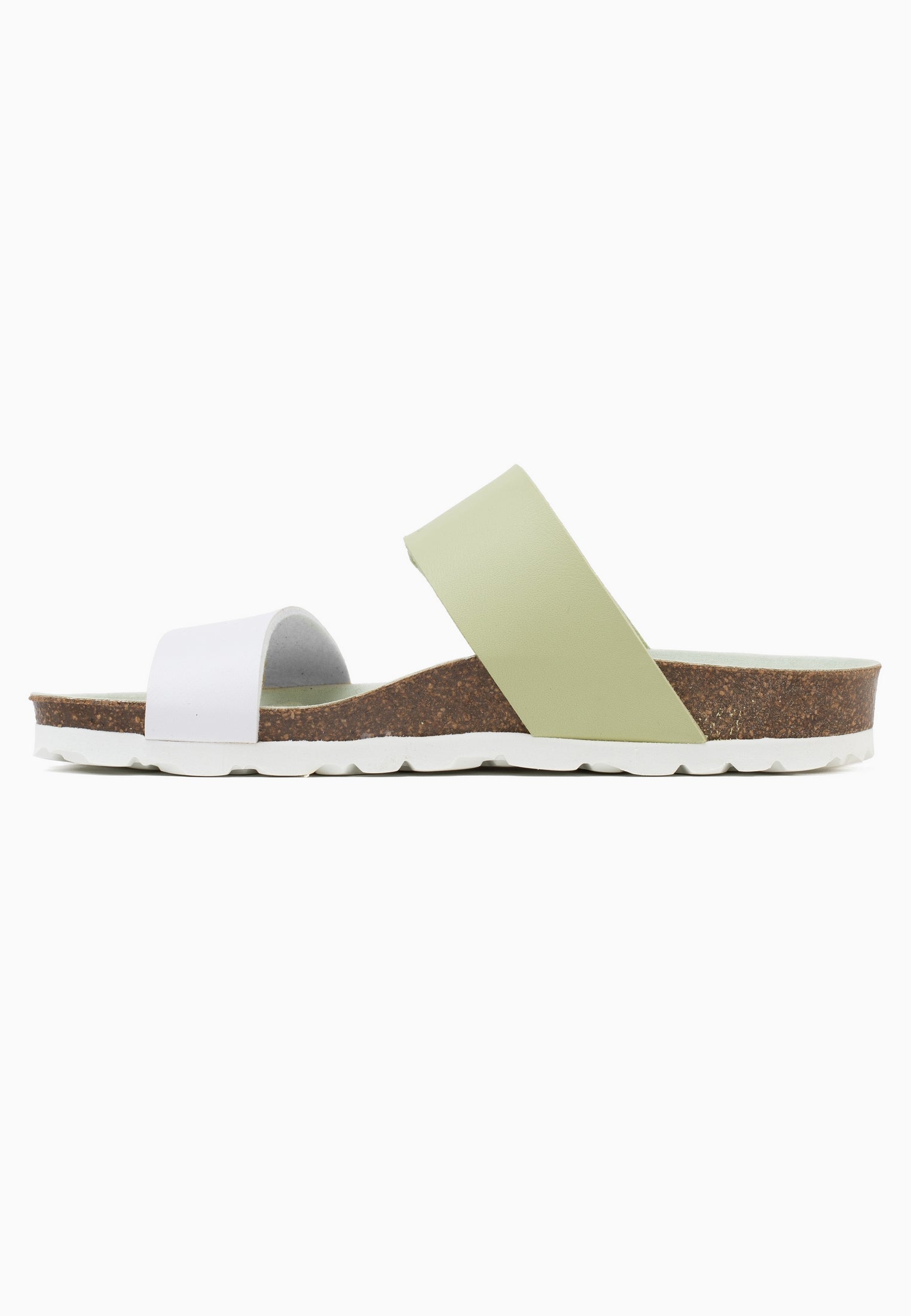 Sandales 2 Brides Valence Vert Pâle Et Blanc