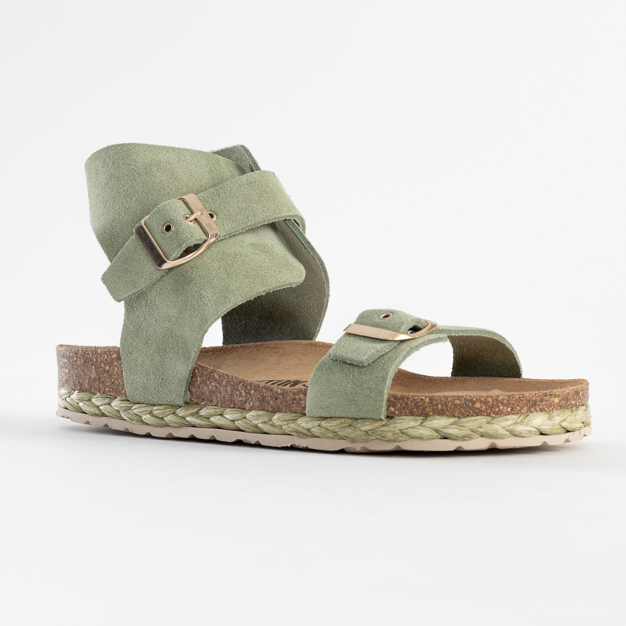Sandales Dubbo Vert en Cuir Suédé Multi-Brides