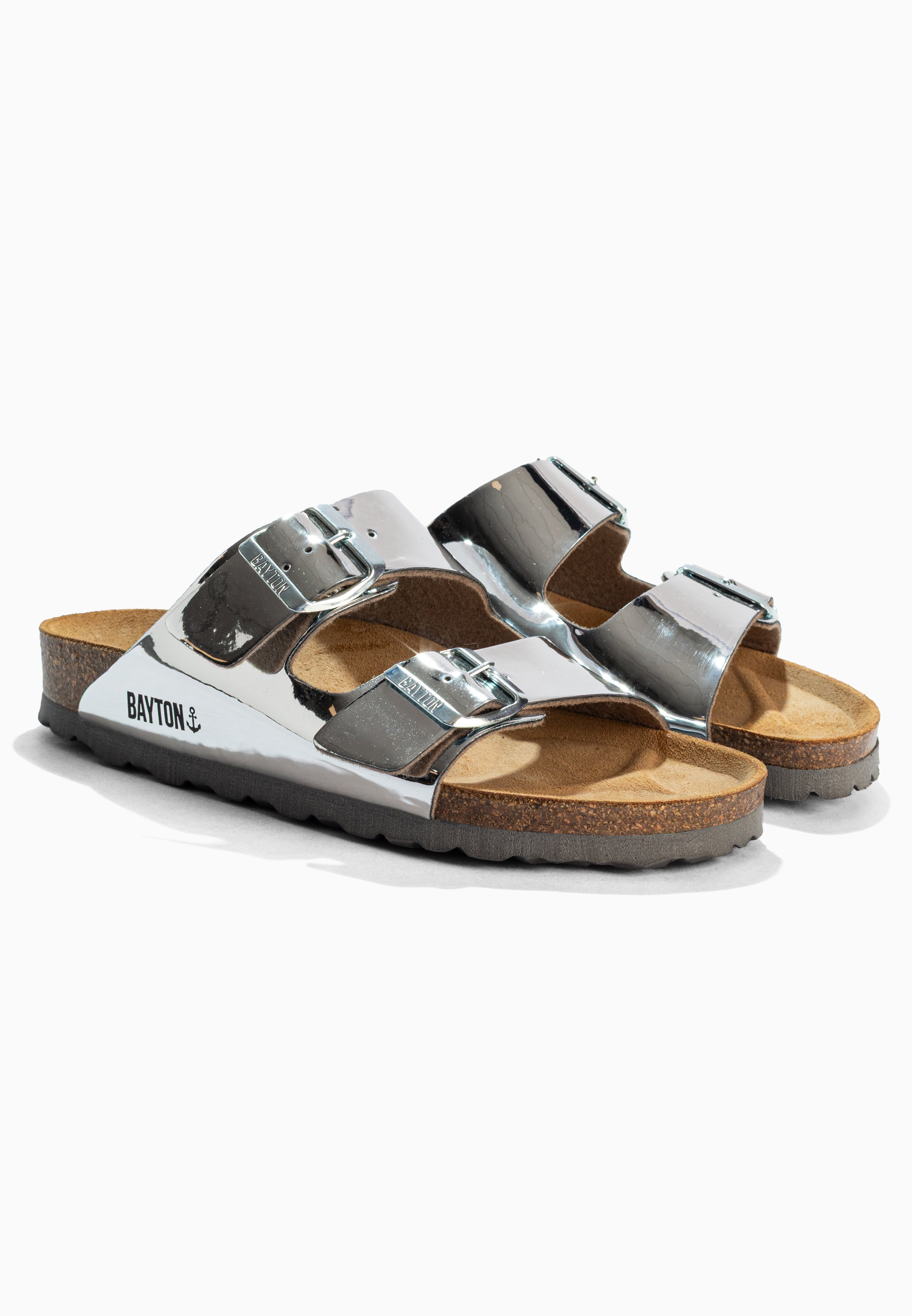 Atlas Silver Mirror 2 Strap Sandals