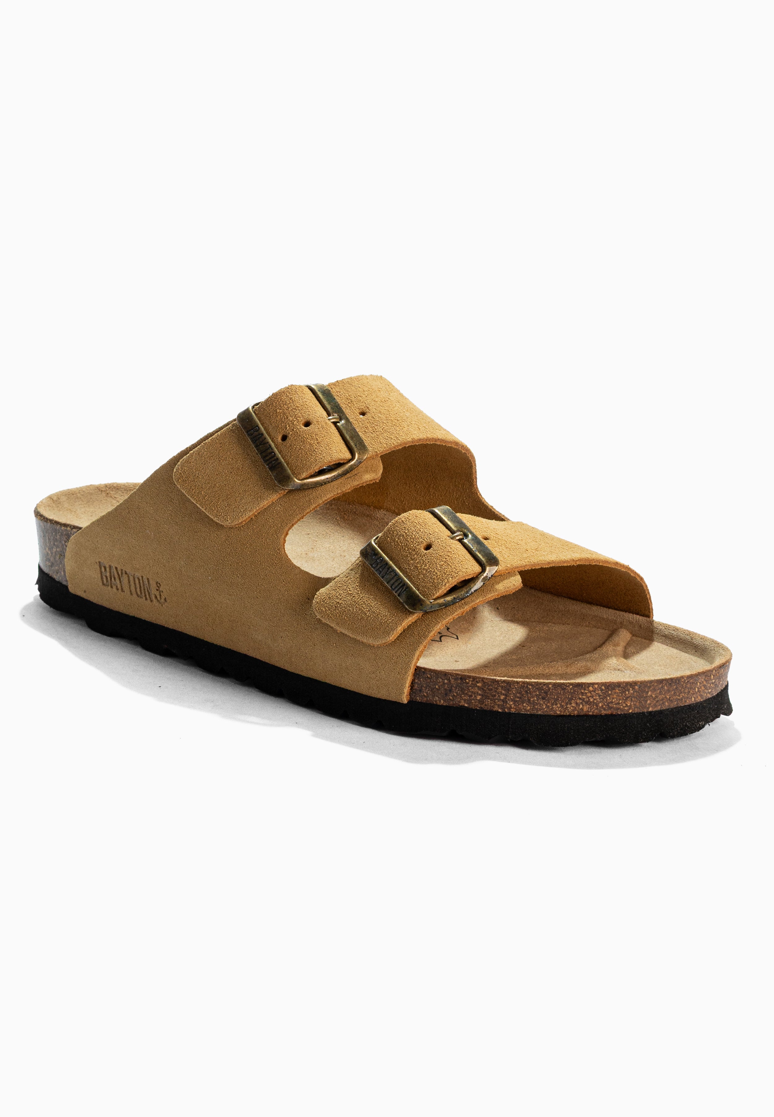 Atlas Camel Suede Leather 2 Strap Sandals