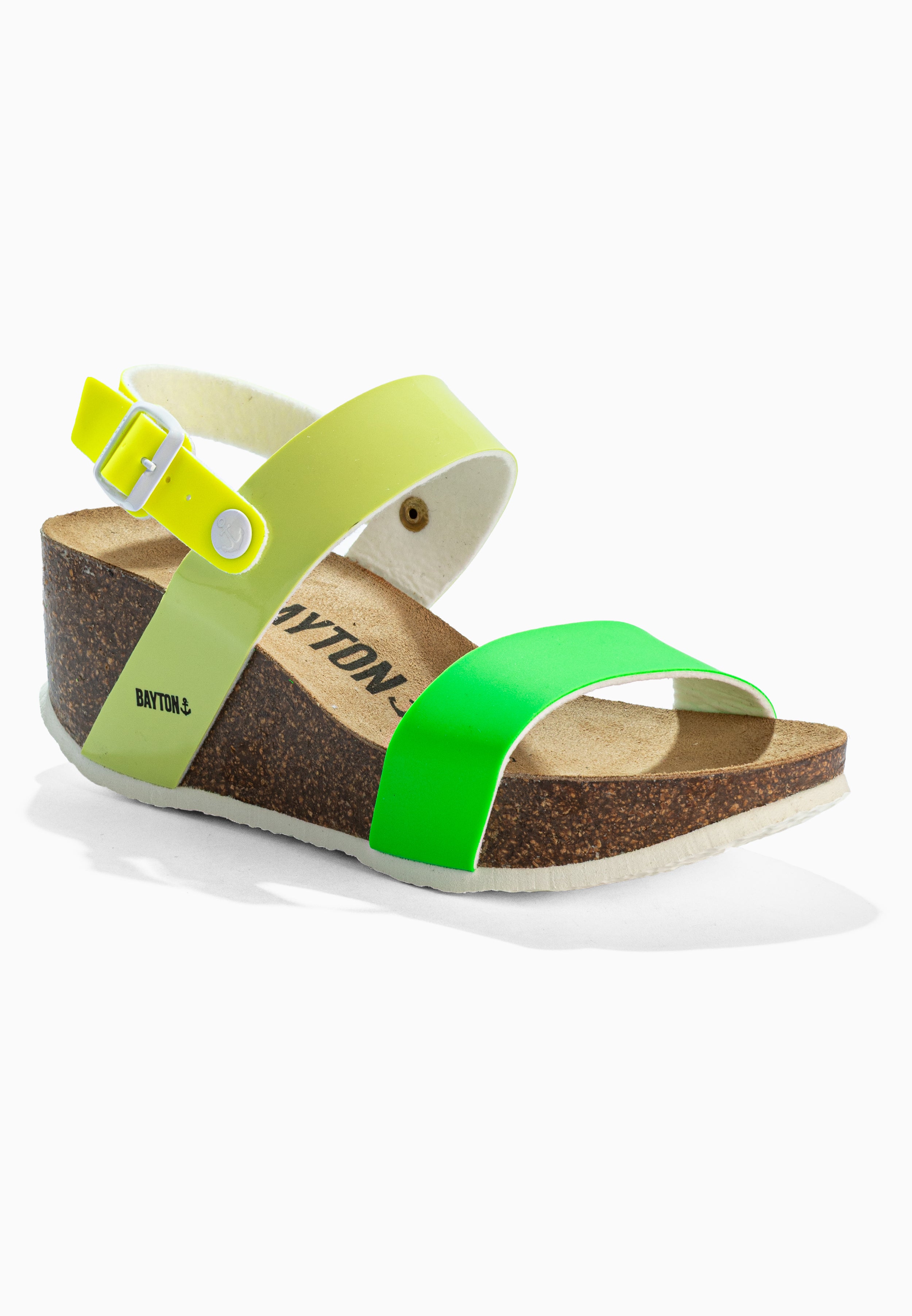 Sandalias Selene De Cuña Y Semicuña Verde Y Amarillo