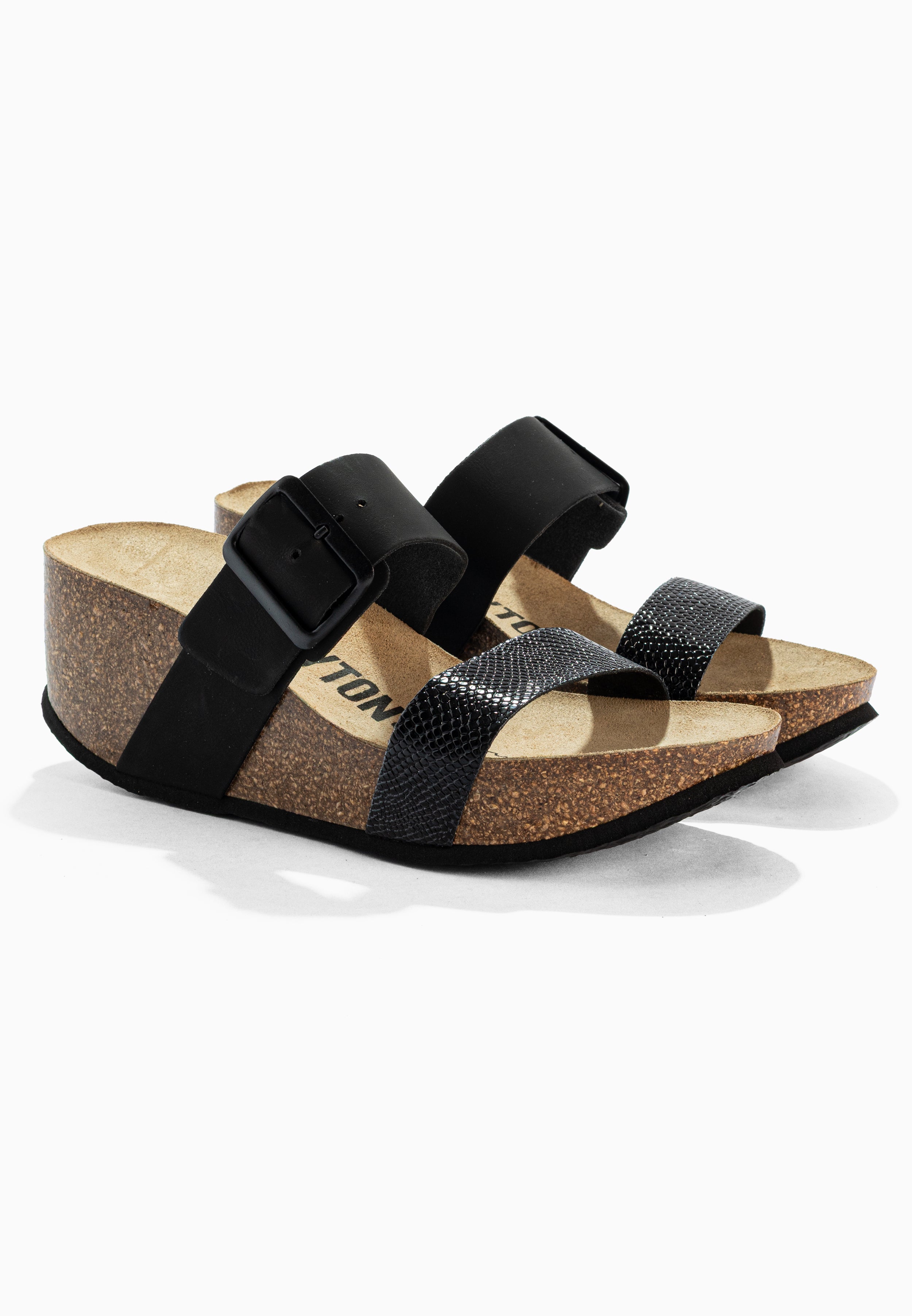 Sandalias Persee de cuña y semicuña en negro