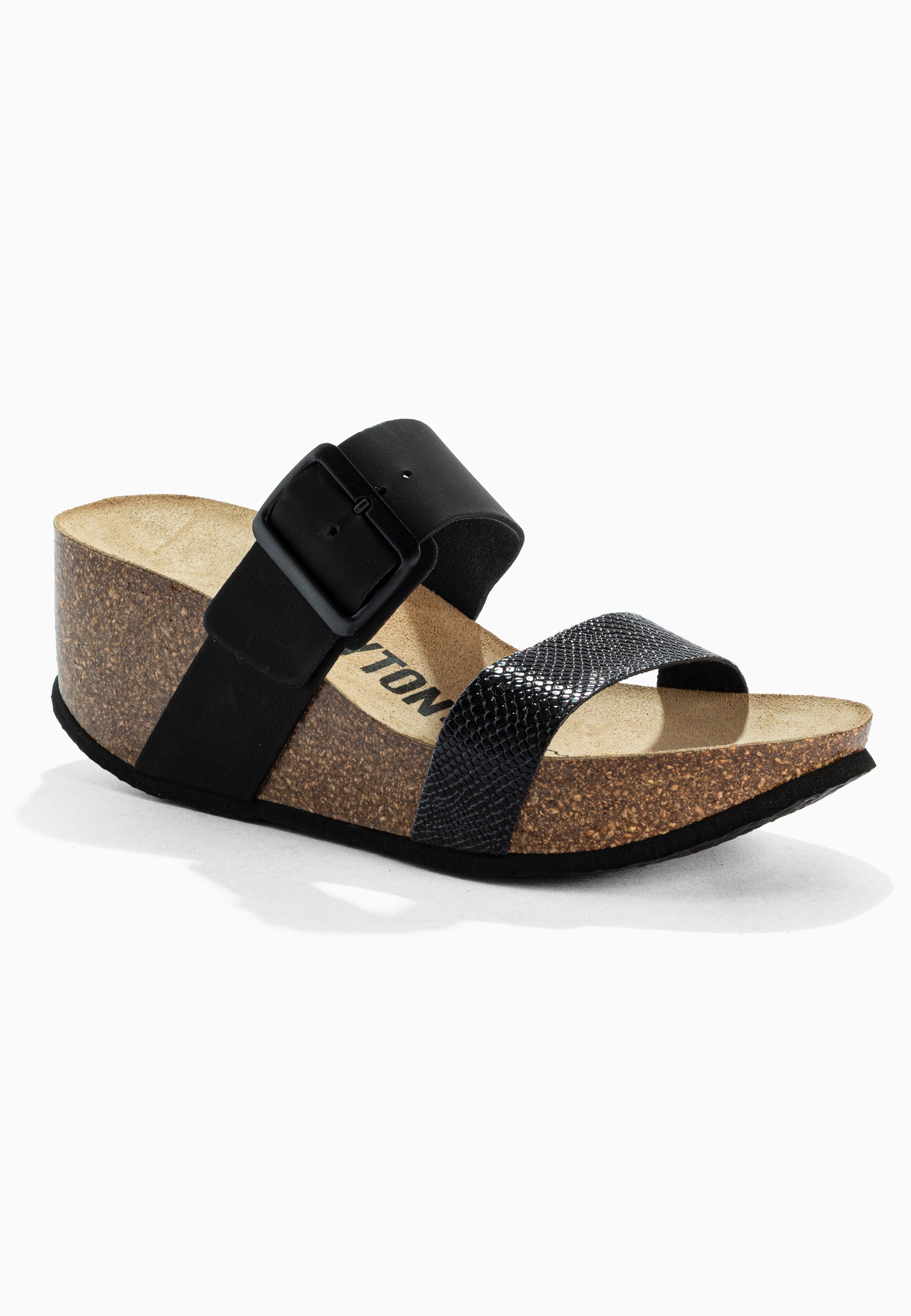 Sandalias Persee de cuña y semicuña en negro