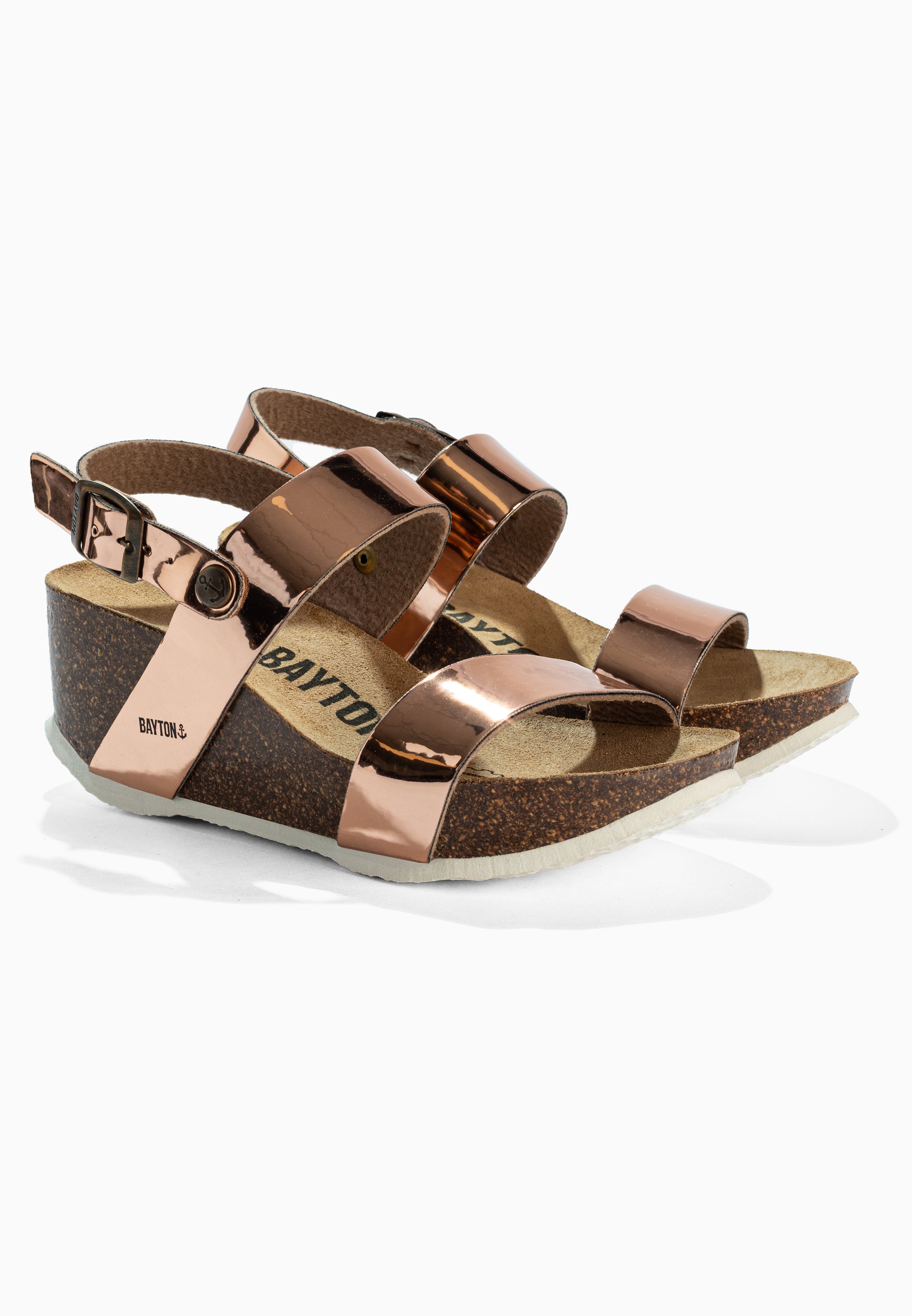 Sandalias con cuña y media cuña Selene en oro rosa