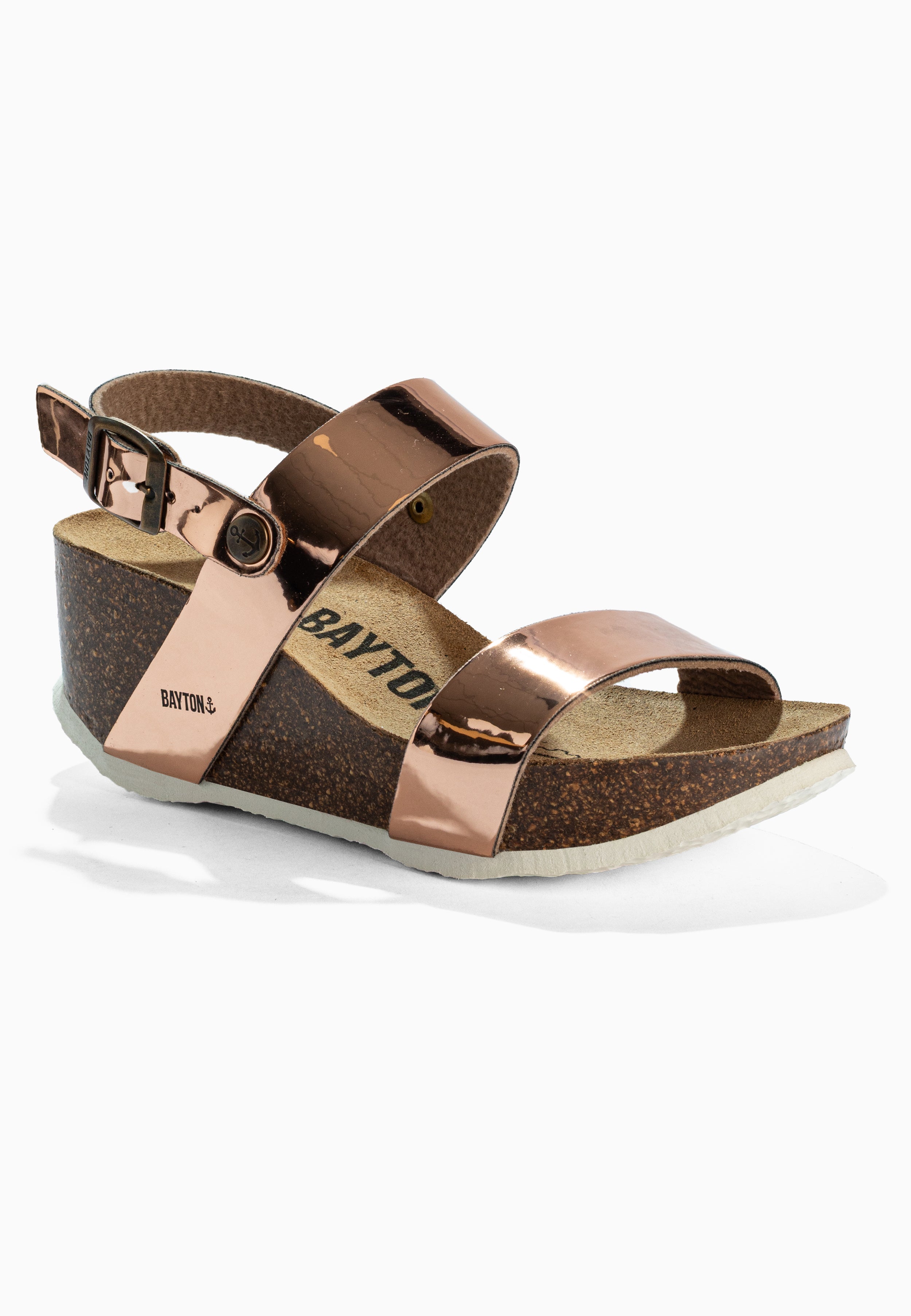 Sandalias con cuña y media cuña Selene en oro rosa