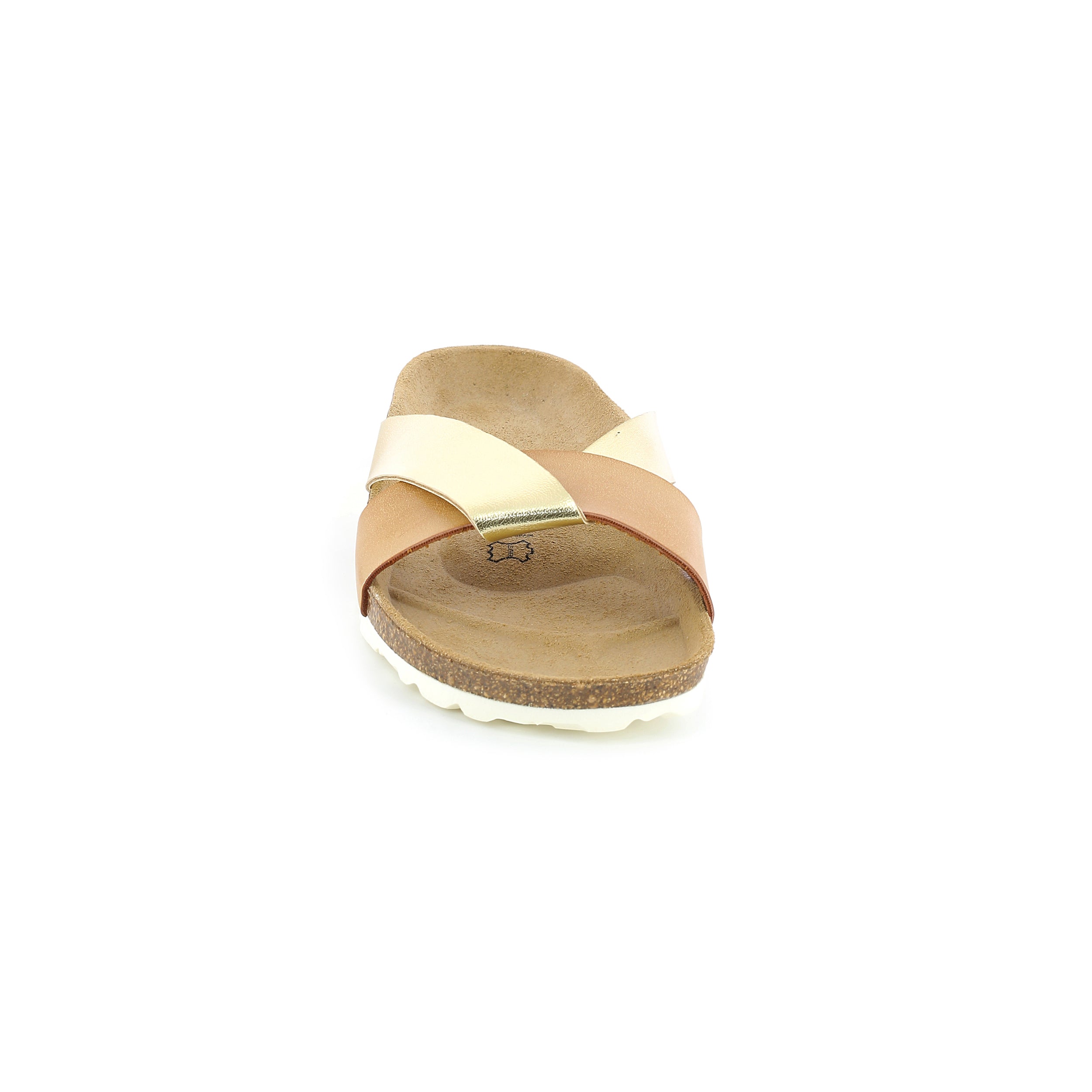 Sandalias Mildura Multitiras Camel Y Doradas