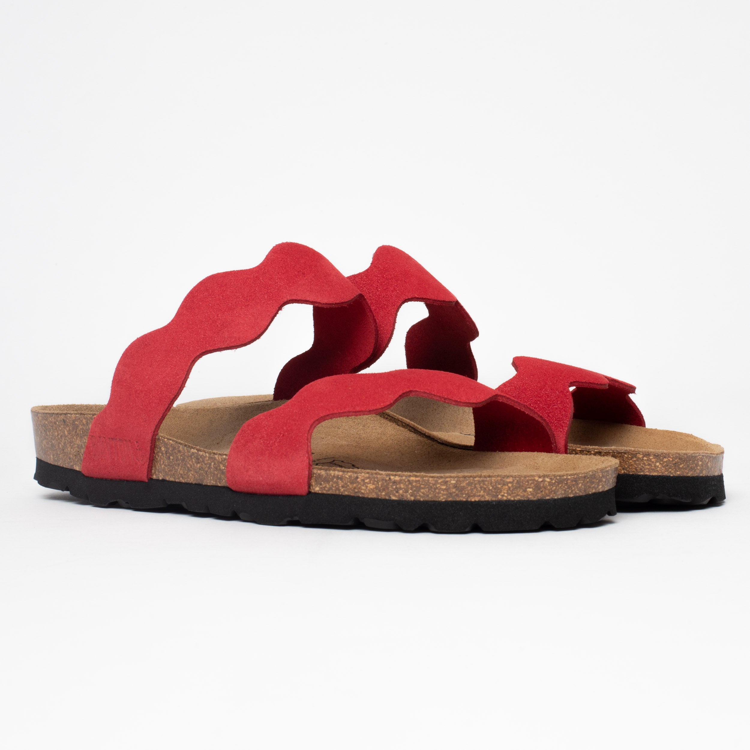 Sandales 2 Brides Wanneroo Rouge en Cuir Suédé