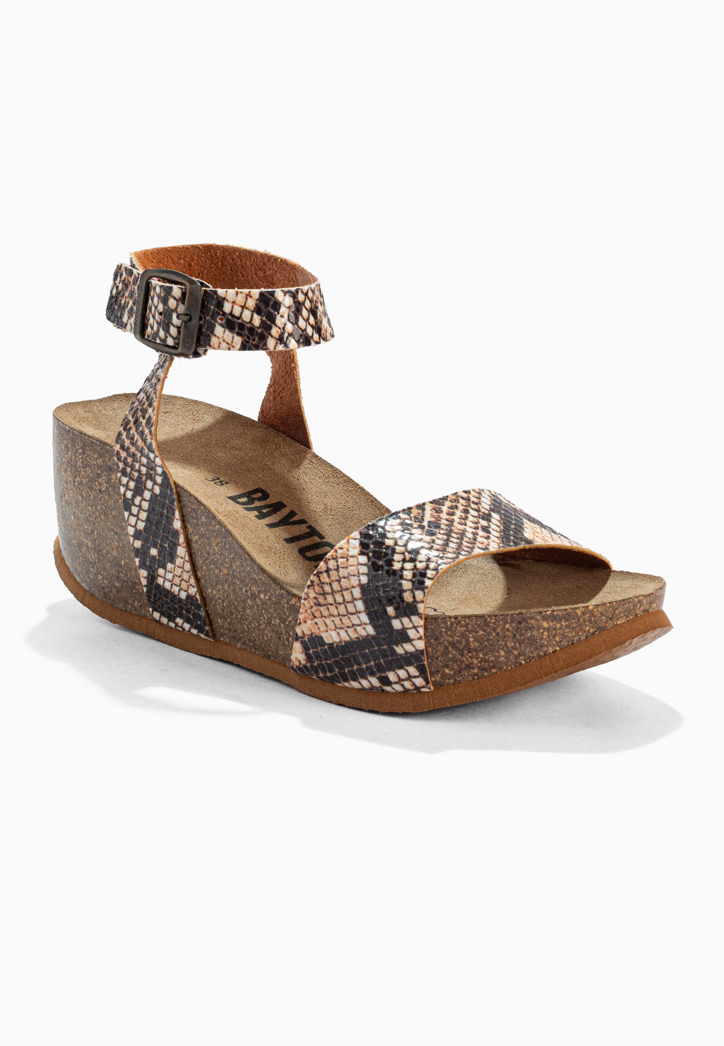 Sandalias Sol Cuña y Semicuña Beige y Pitón