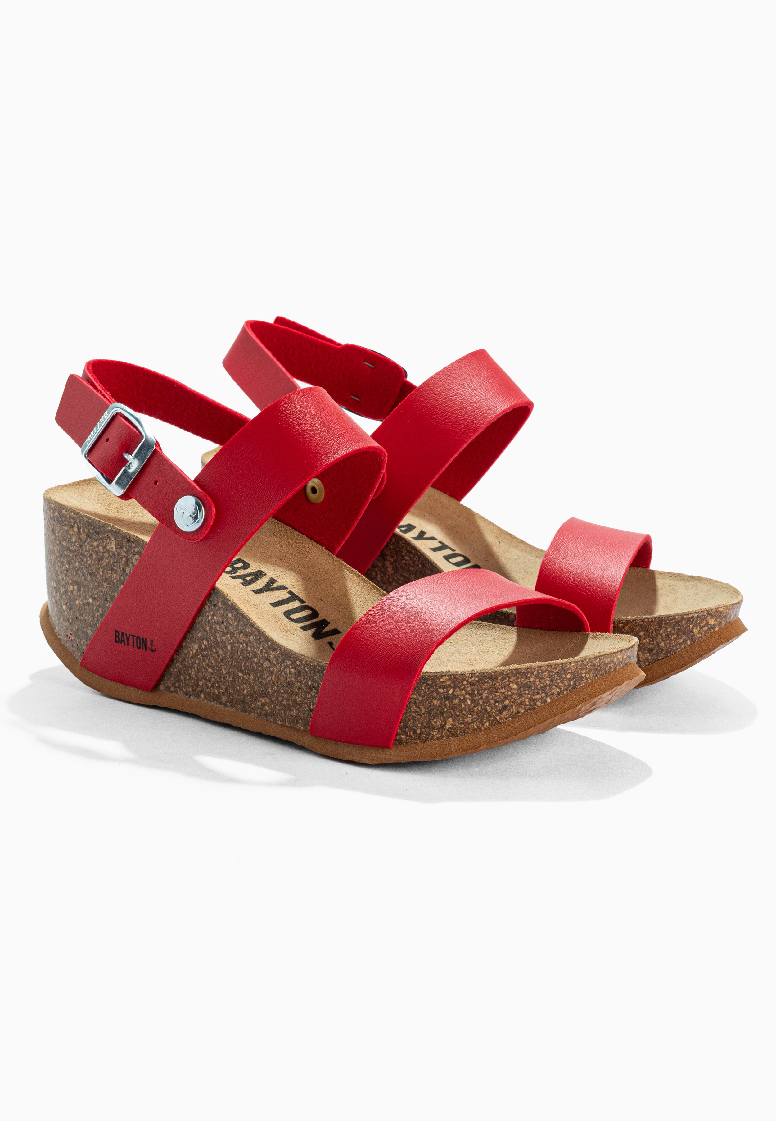 Sandalias Selene Rojas De Cuña Y Semicuña