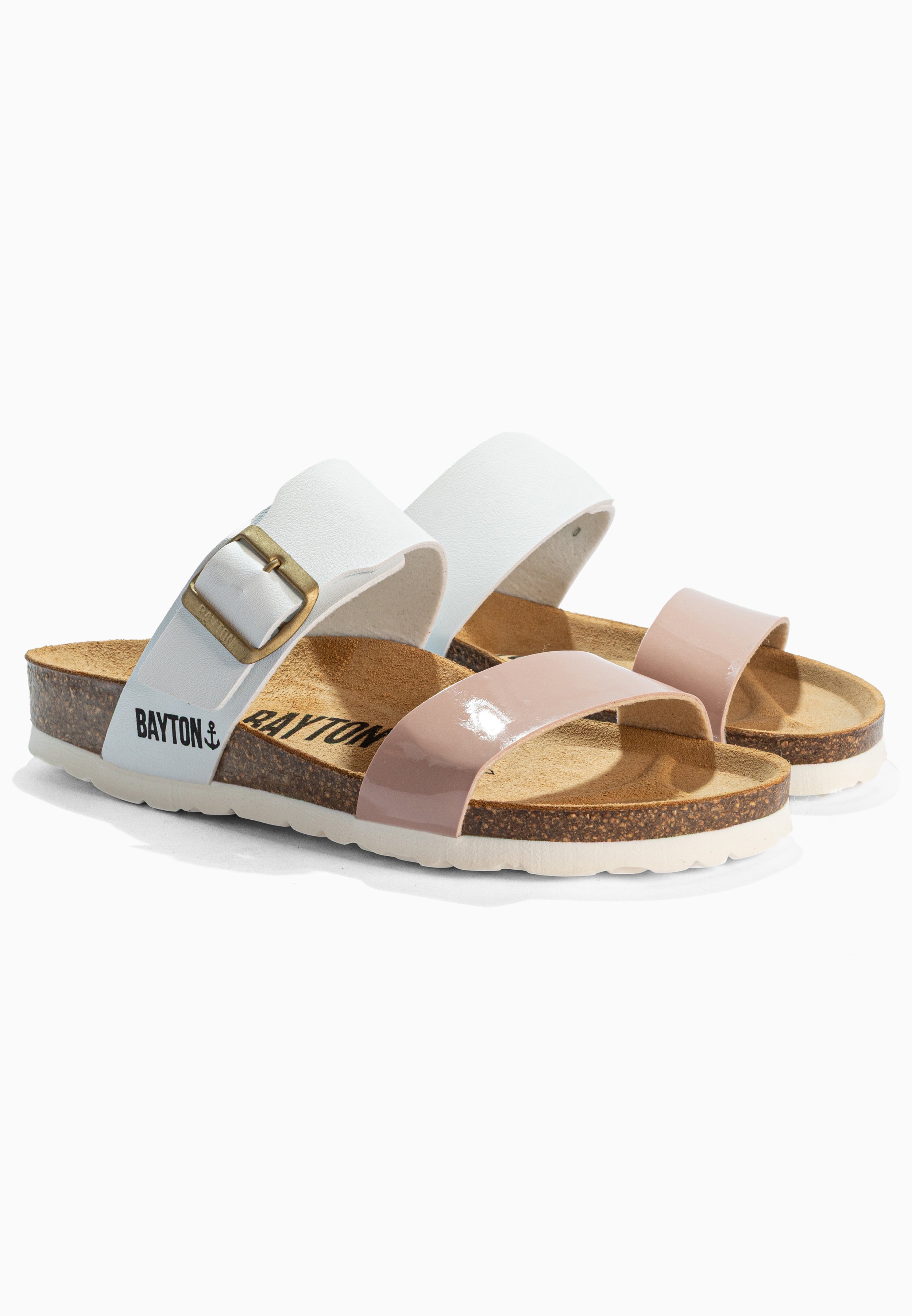 Valencia White and Nude 2 Strap Sandals